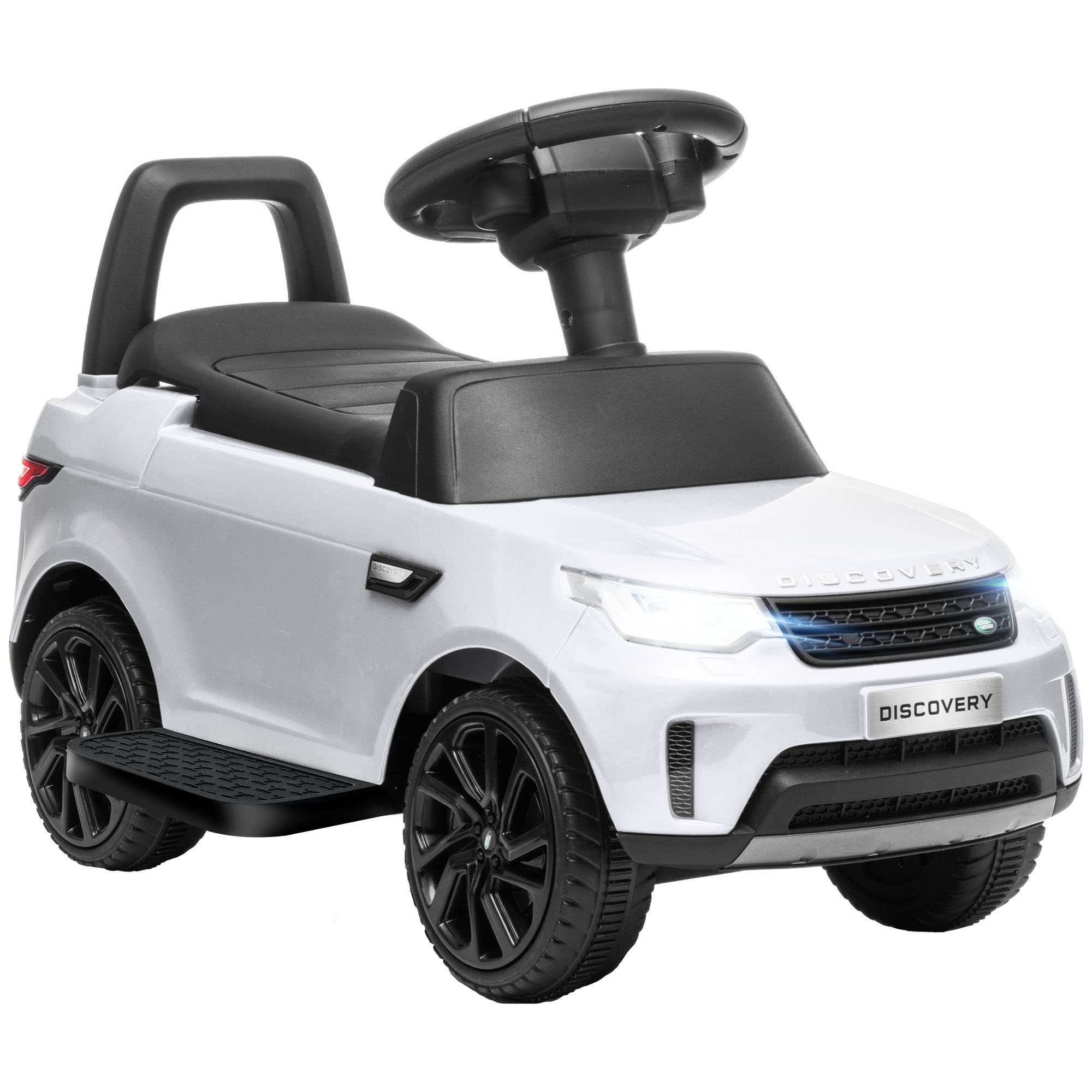 2 in 1 Land Rover Licensed 6V Ride on Car Sliding Car Battery Powered Electric Car w/ Headlights Music Horn, White