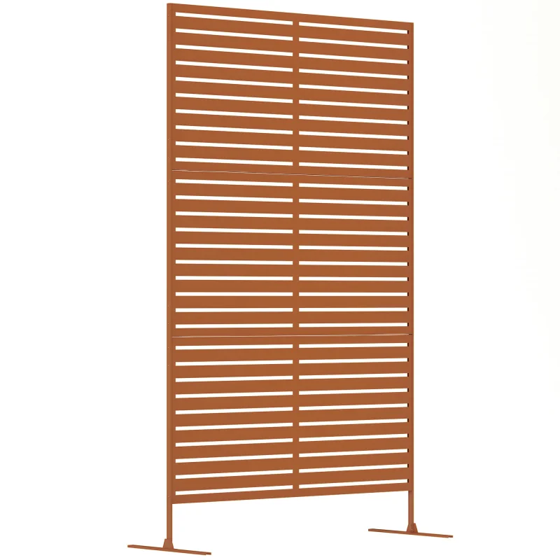 Decorative Privacy Fence Screen, Metal Outdoor Privacy Screen Climbing Plant Trellis with Stand, 78" H x 48" W, Brown