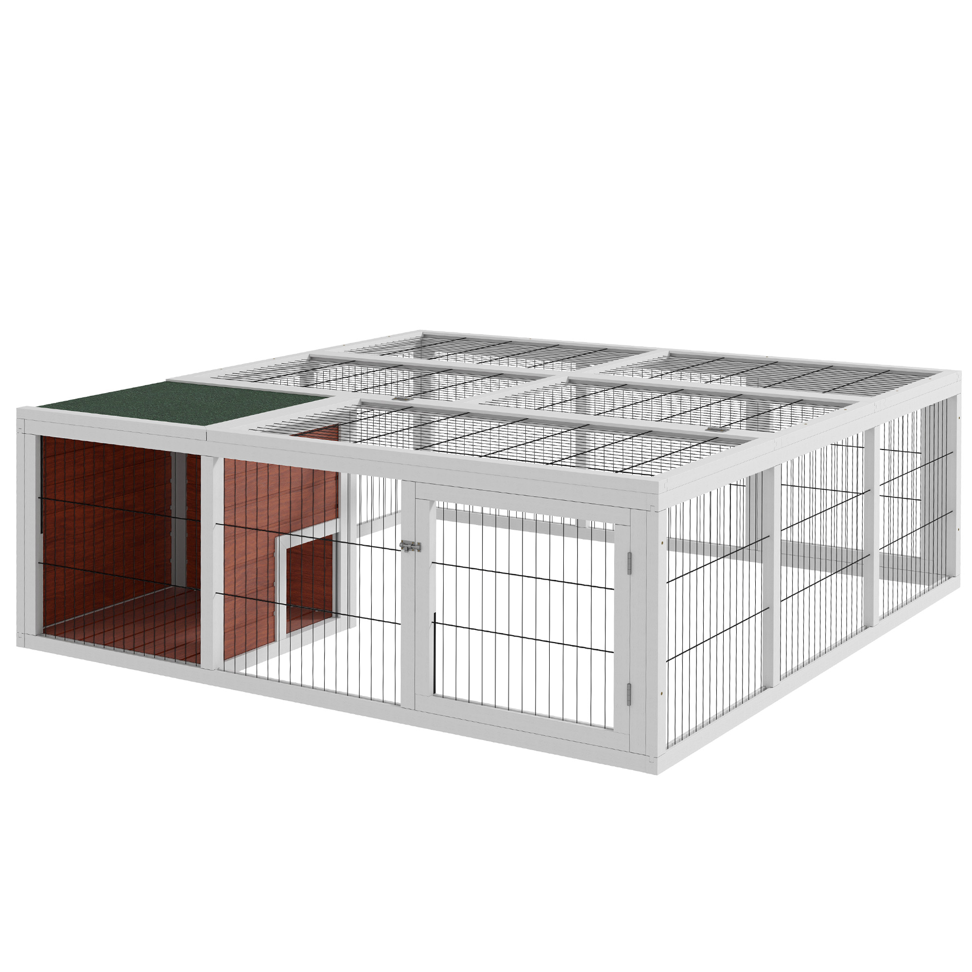 59" Wooden Outdoor Rabbit Hutch Playpen Tortoise House Habitat with Run and Enclosed Cover