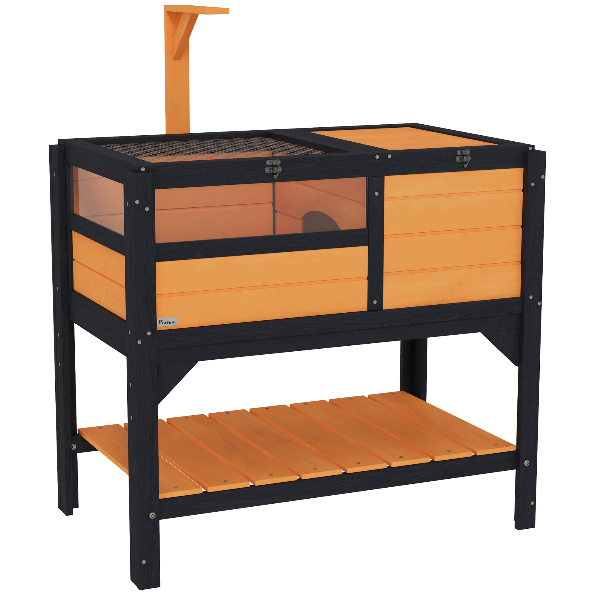 Tortoise Habitat with Shelf Storage Tortoise Gift Accessory with Weather Protection for Indoor, Yellow