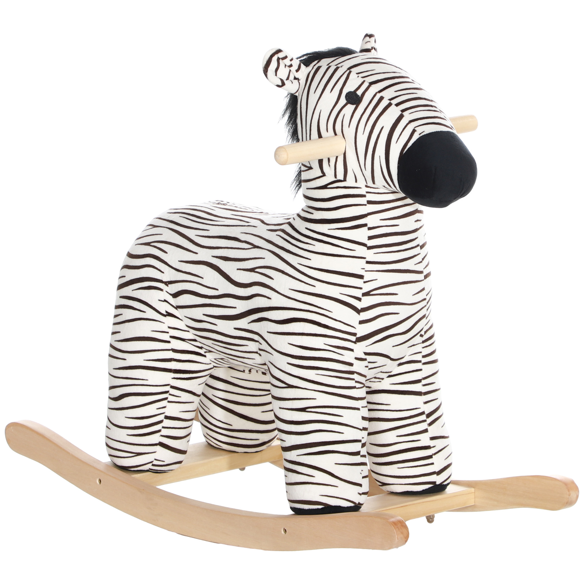 Zebra Shaped Kids Rocking Horse with Realistic Sound for 2-4 Years, Black