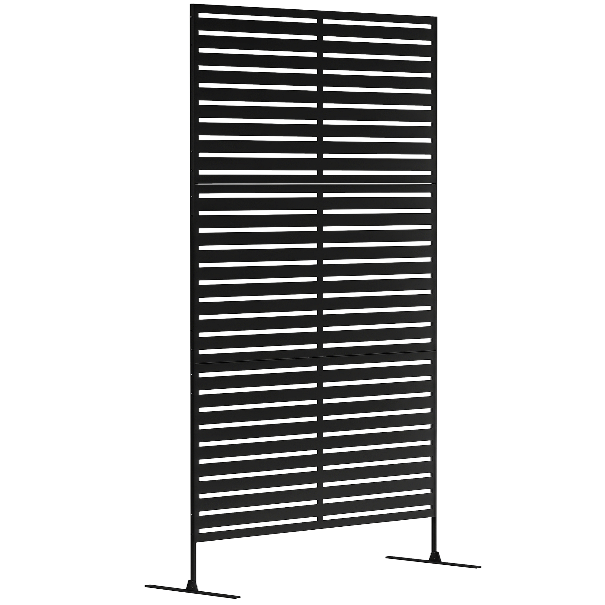 Decorative Privacy Fence Screen, Metal Outdoor Privacy Screen Climbing Plant Trellis with Stand, 78" H x 48" W, Black