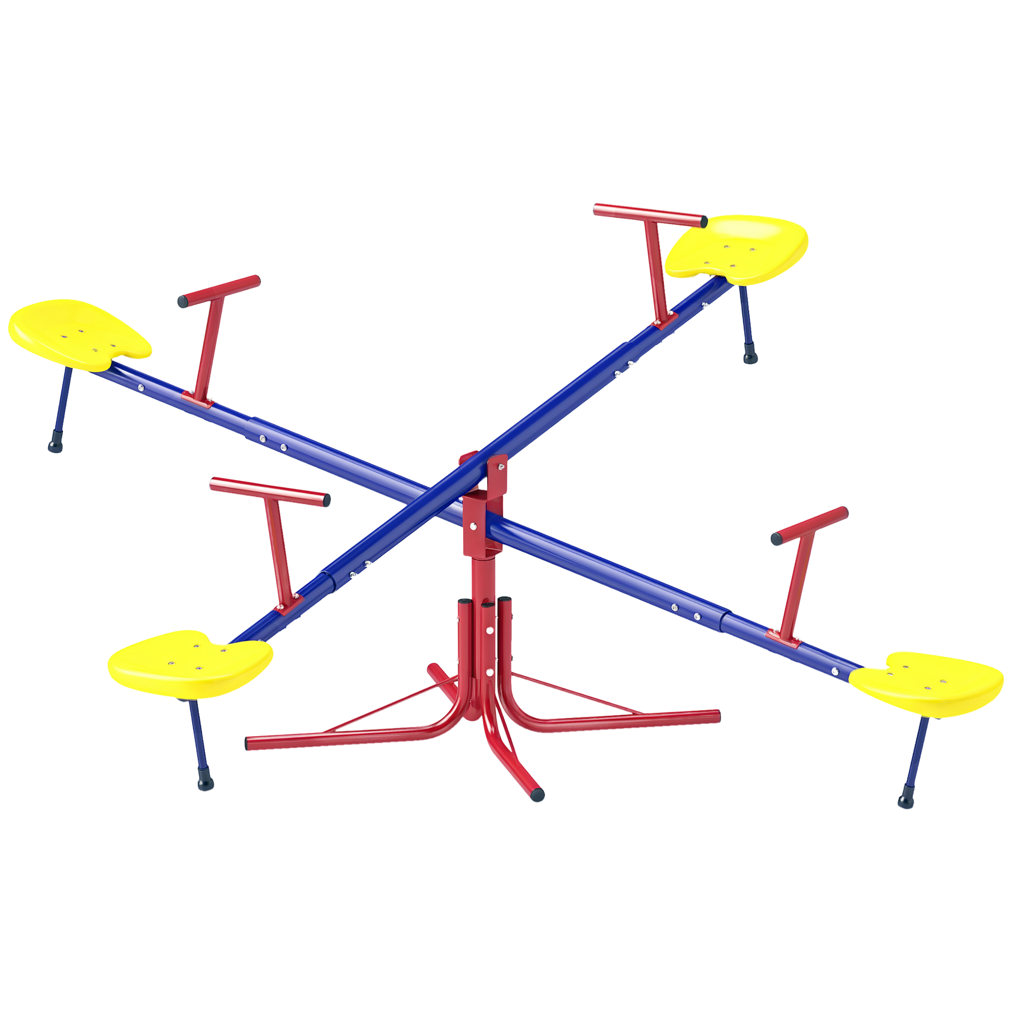 Kids Seesaw Swivel Teeter Totter with 360° Spinning, 4 Seater Seesaw Outdoor Playground Equipment for Backyard, Boys and Girls Aged 3-8 Years Old