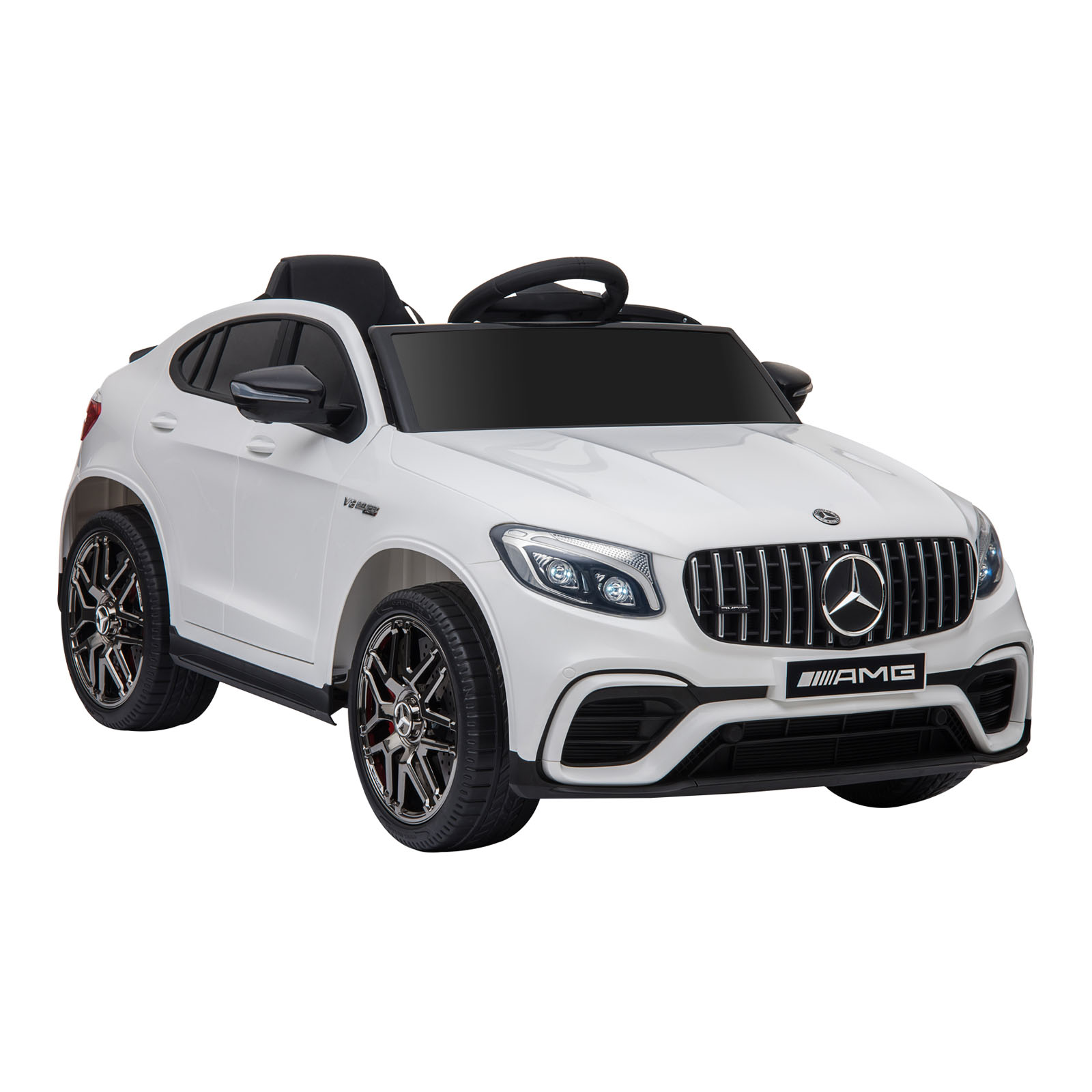12V Toddler Ride On Car with Remote Control, Mercedes Benz AMG GLC63S Coupe, Electric Car with 2 Speed, MP3 Player, Light, Horn, Songs, Suspension, White