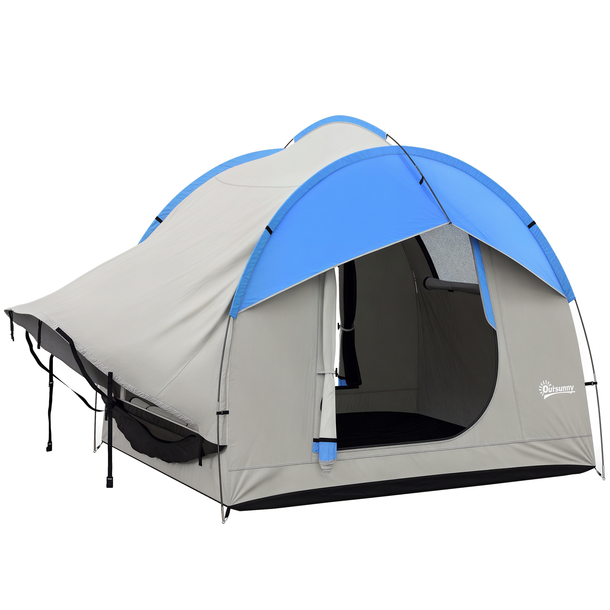 2000mm Waterproof SUV Tent, Car Tent with 3 Doors and Mesh Window, for 5-6 Person Camping Travel, Gray and Blue