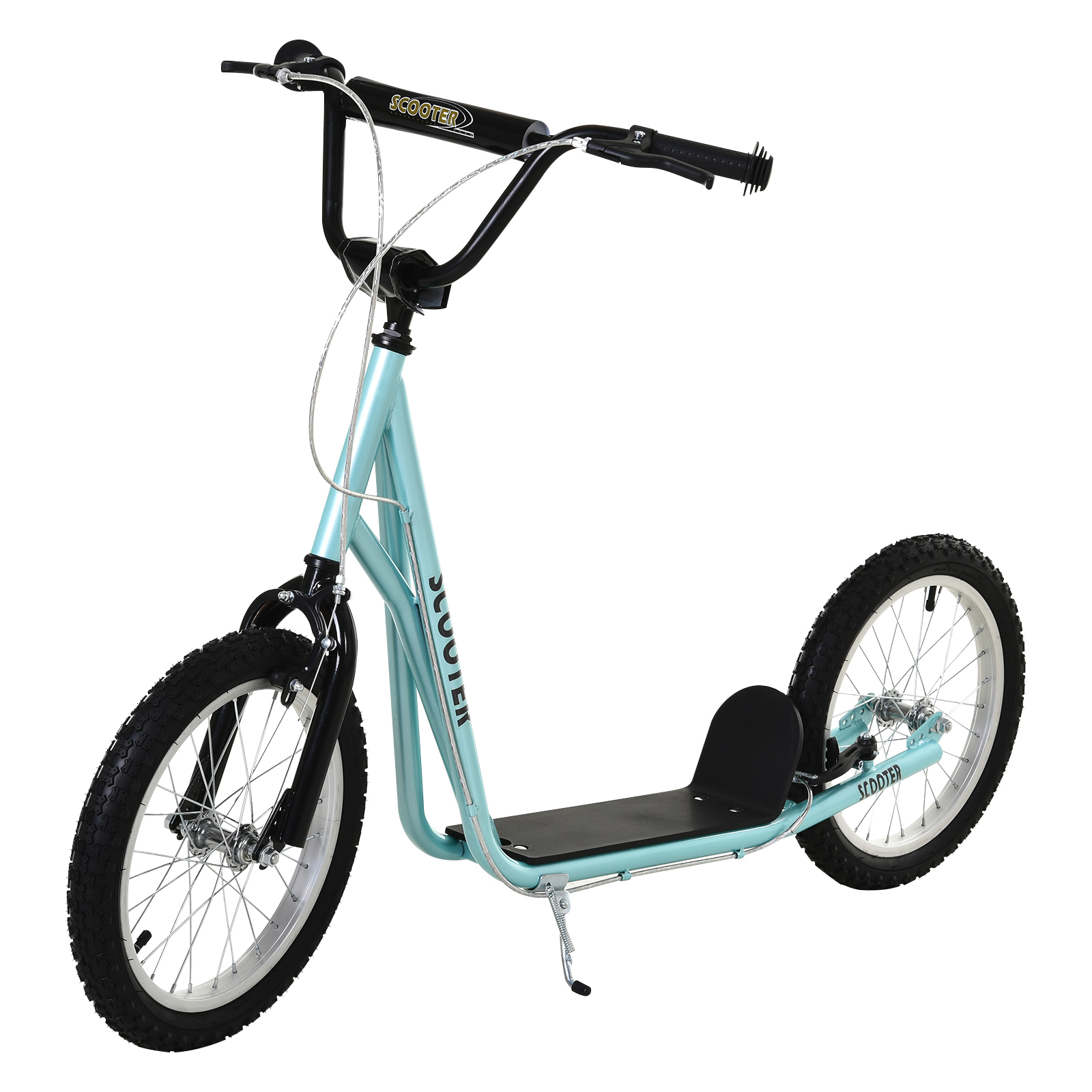 Youth Scooter Kick Scooter for Kids 5+, Max Load 220 LBS., with Adjustable Handlebar, 16" Inflatable Wheels, Dual Brakes, Blue