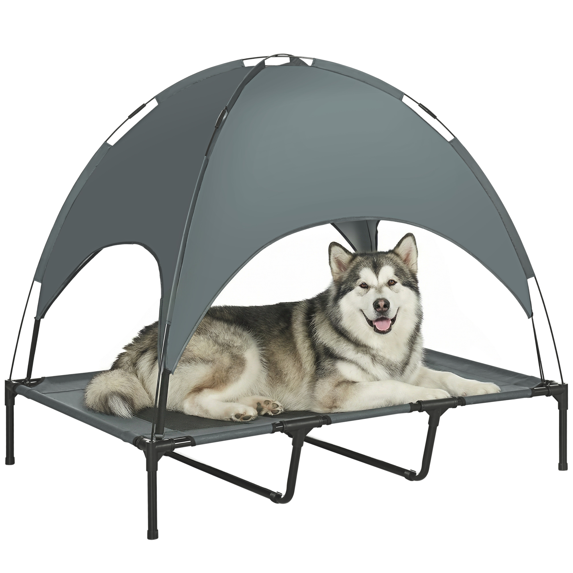 48" x 36" Elevated Portable Dog Cot Cooling Pet Bed with UV Protection Canopy Shade