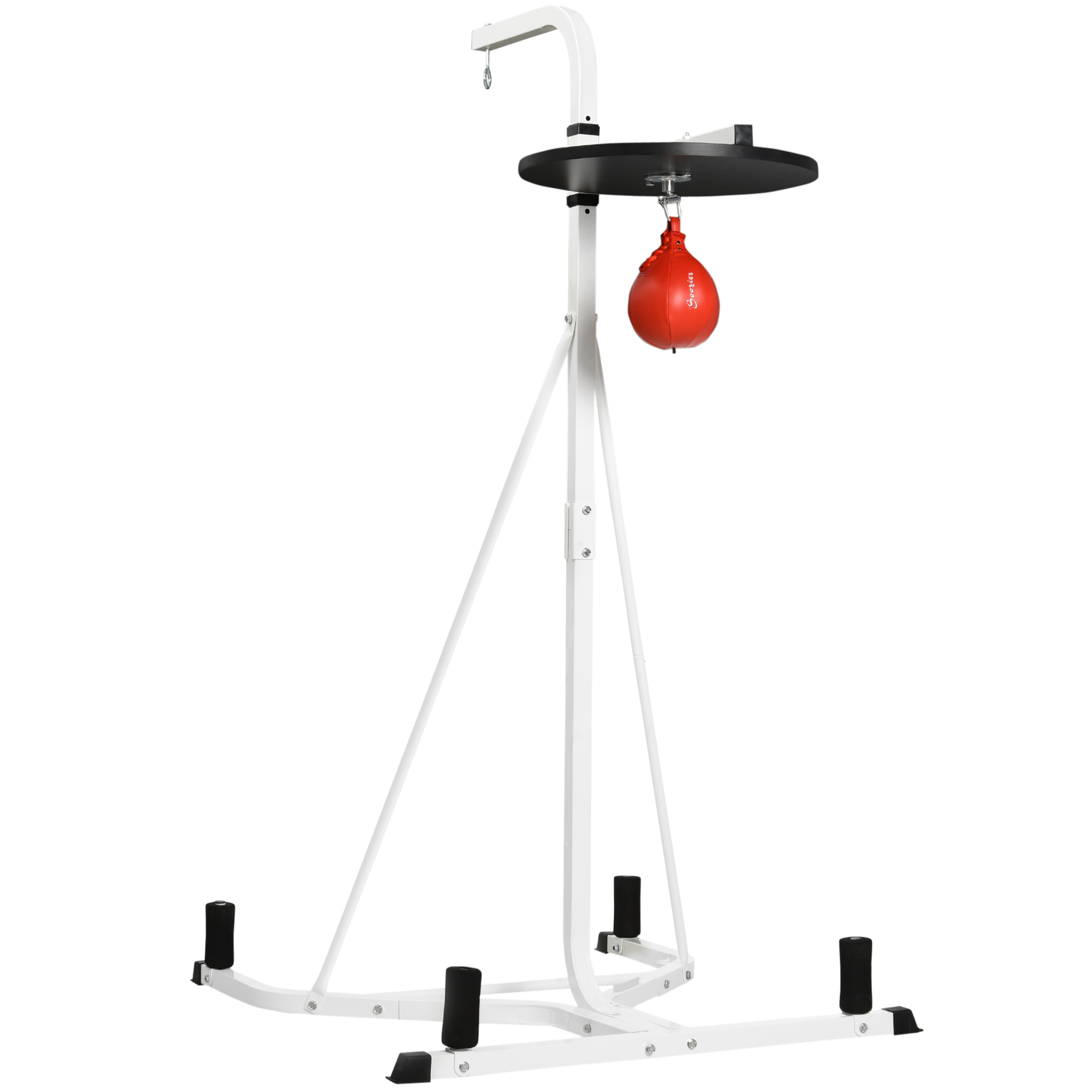 Soozier 2-in-1 Punching Bag Stand, Adjustable Height Heavy Bag Stand with Weighted Base and Speed Bag for Home, White