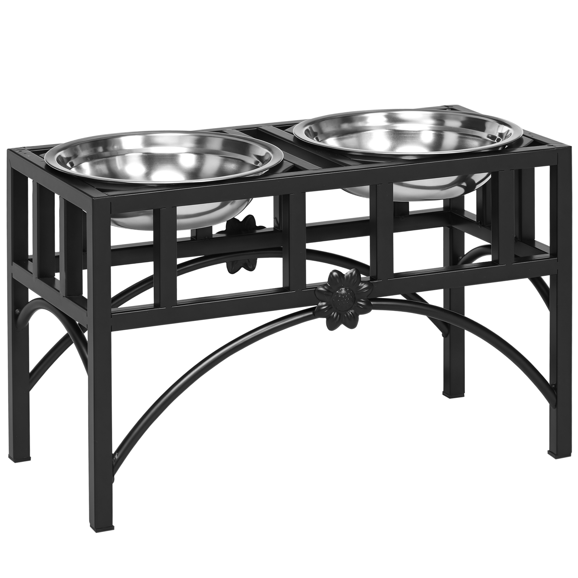 17" Double Stainless Steel Heavy Duty Dog Food Bowl Elevated Pet Feeding Station