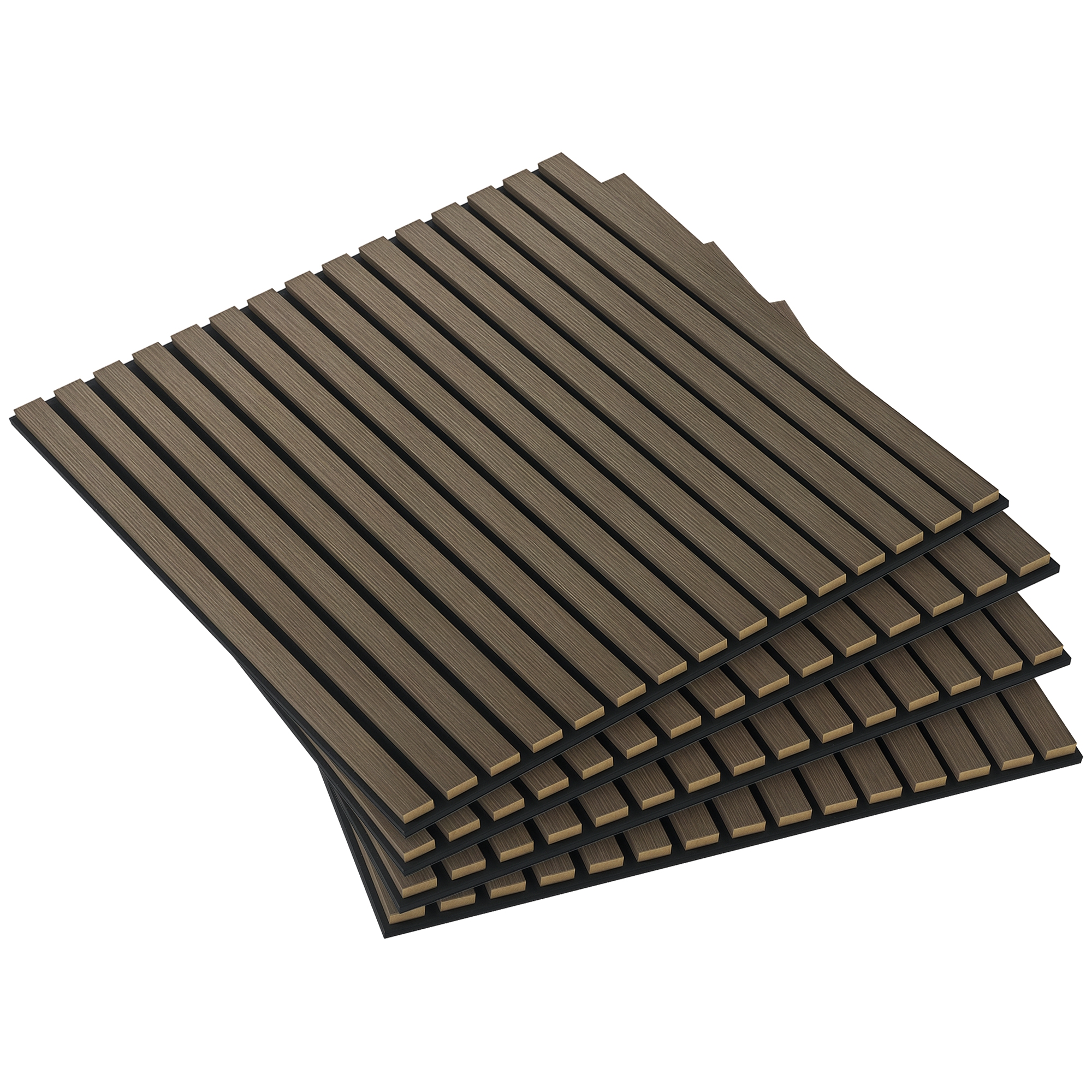 24" x 24" Wood Panels for Wall, 4 Pack Acoustic Panels, Sound Absorbing Slat Wall for Wall Decor, Home, Brown