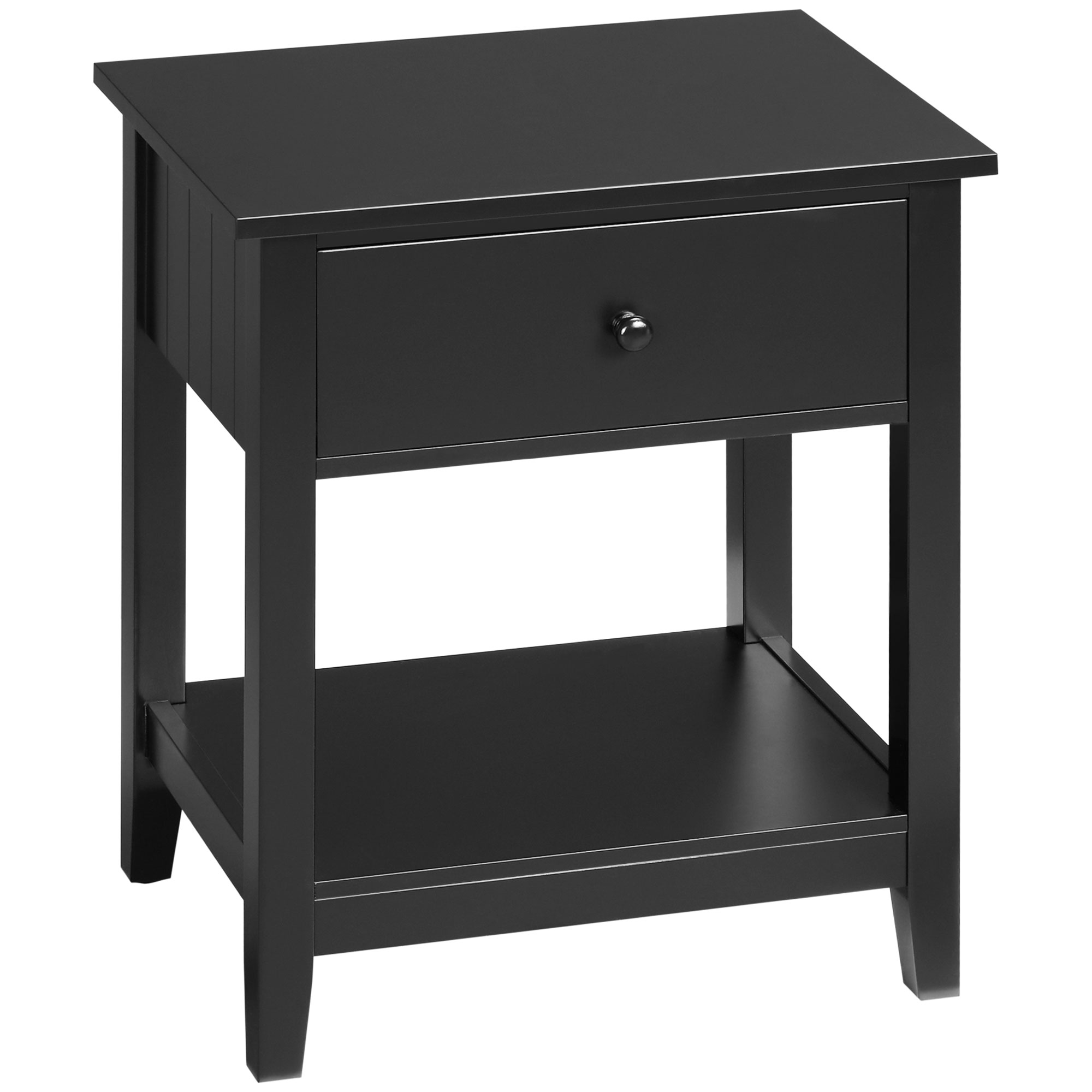 Modern Side Table for Living Room, End Table, 2-tier Side Table with Drawer and Storage Shelf, Black