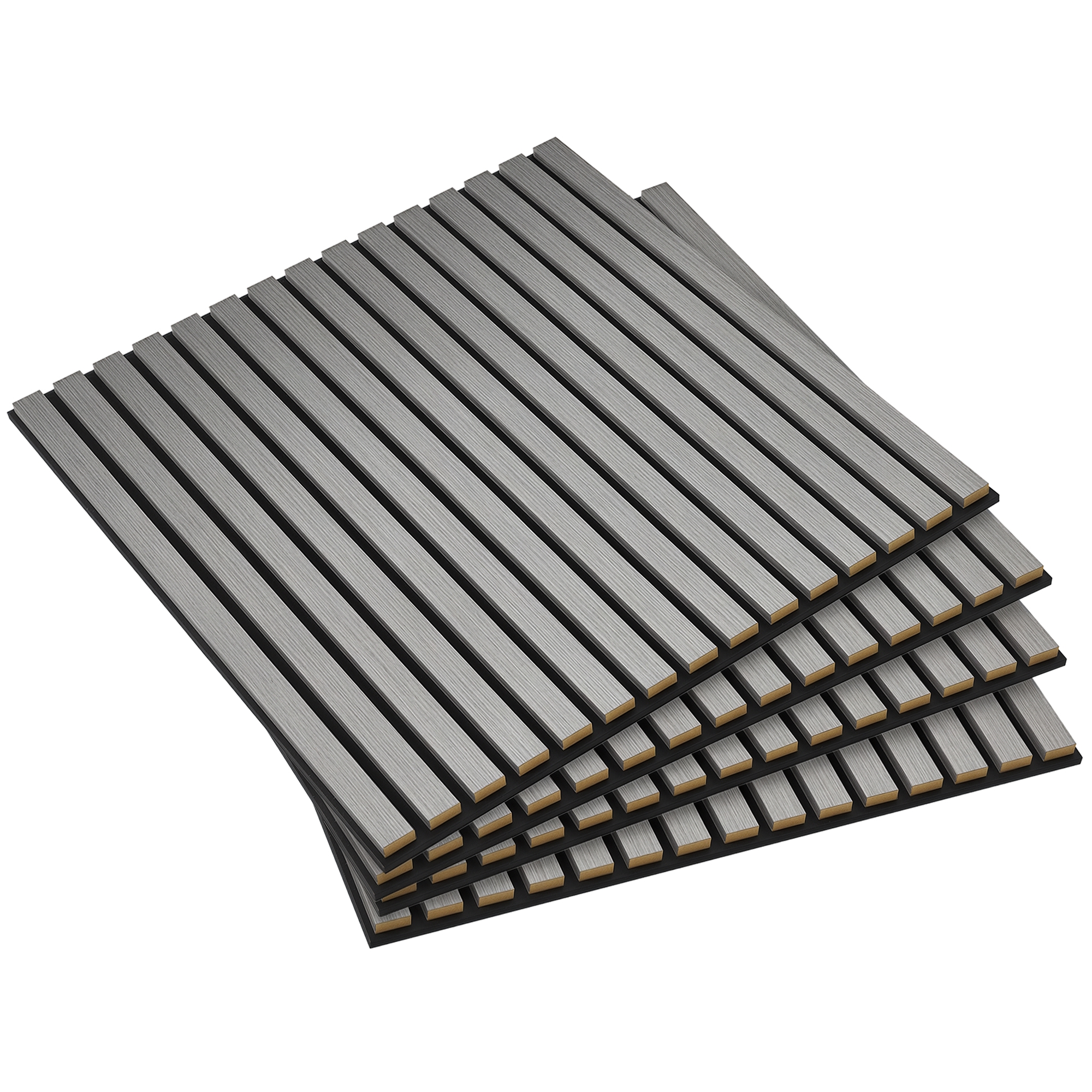 24"x24" Wood Panels for Wall, 4 Pack Acoustic Panels, Sound Absorbing Slat Wall For Interior Wall Decor, Home, Gray