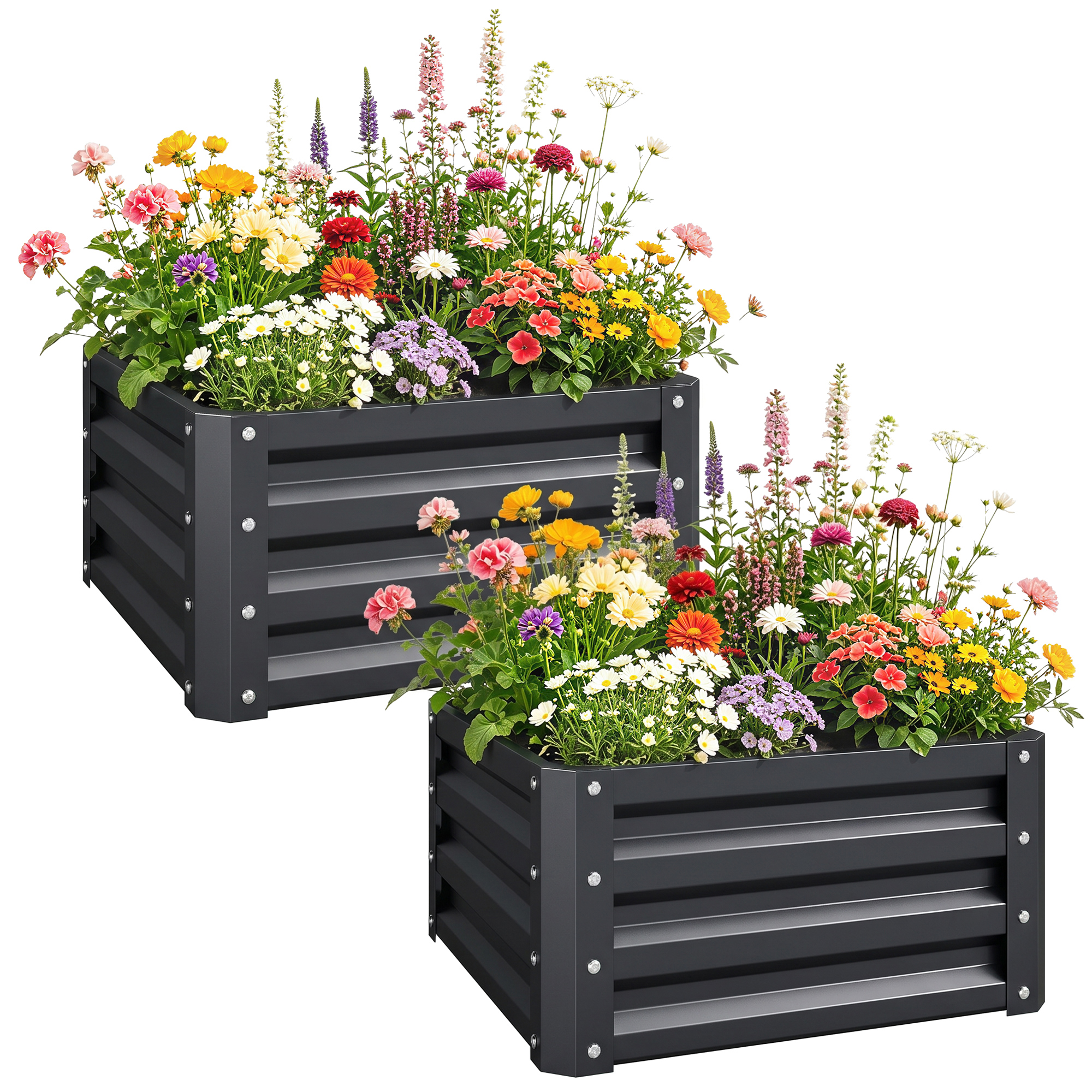 2pc 23.5" Elevated Herb & Vegetable Planting Box Kit w/ Versatile Uses, Dark Gray