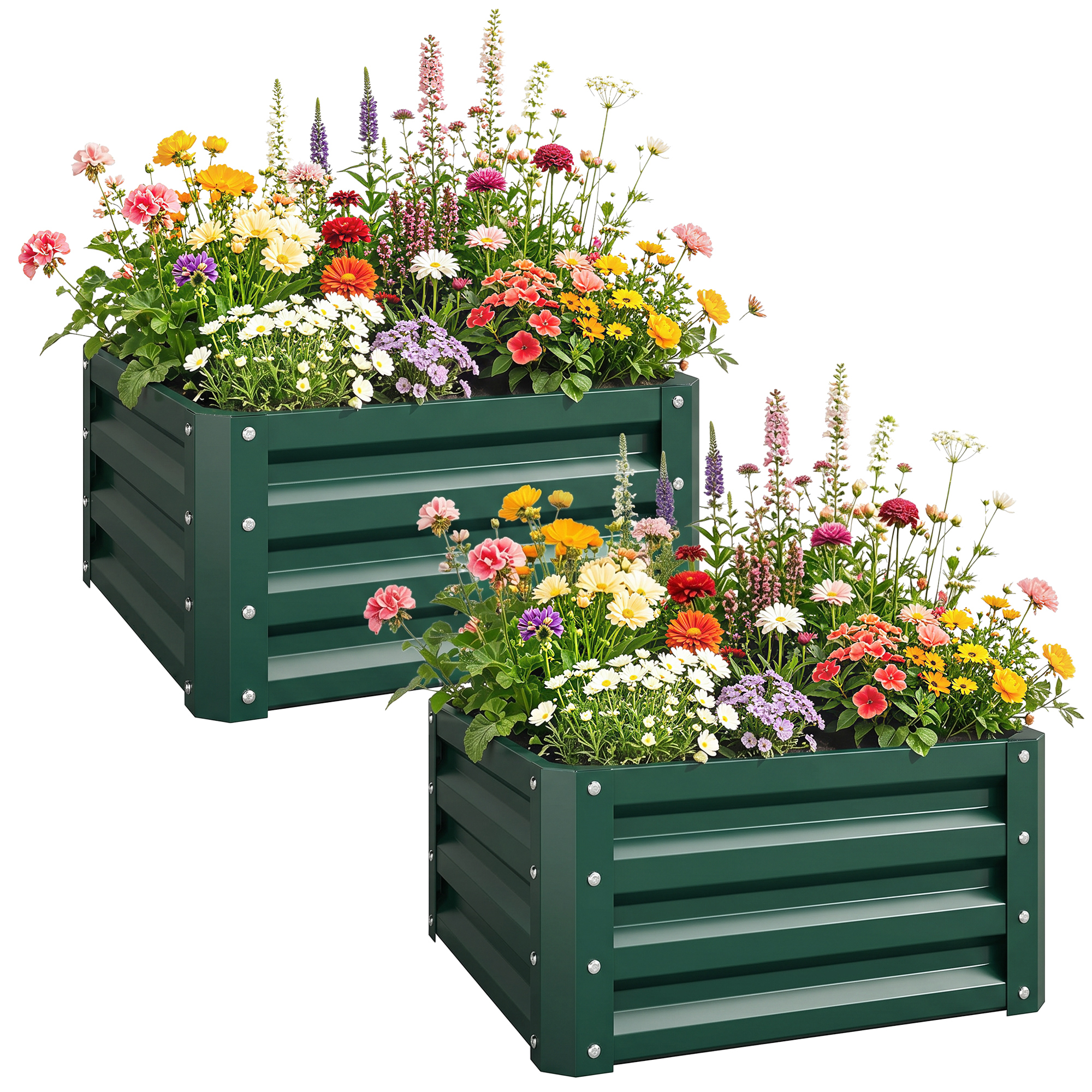 2pc 23.5" Elevated Herb & Vegetable Planting Box Kit w/ Versatile Uses, Green
