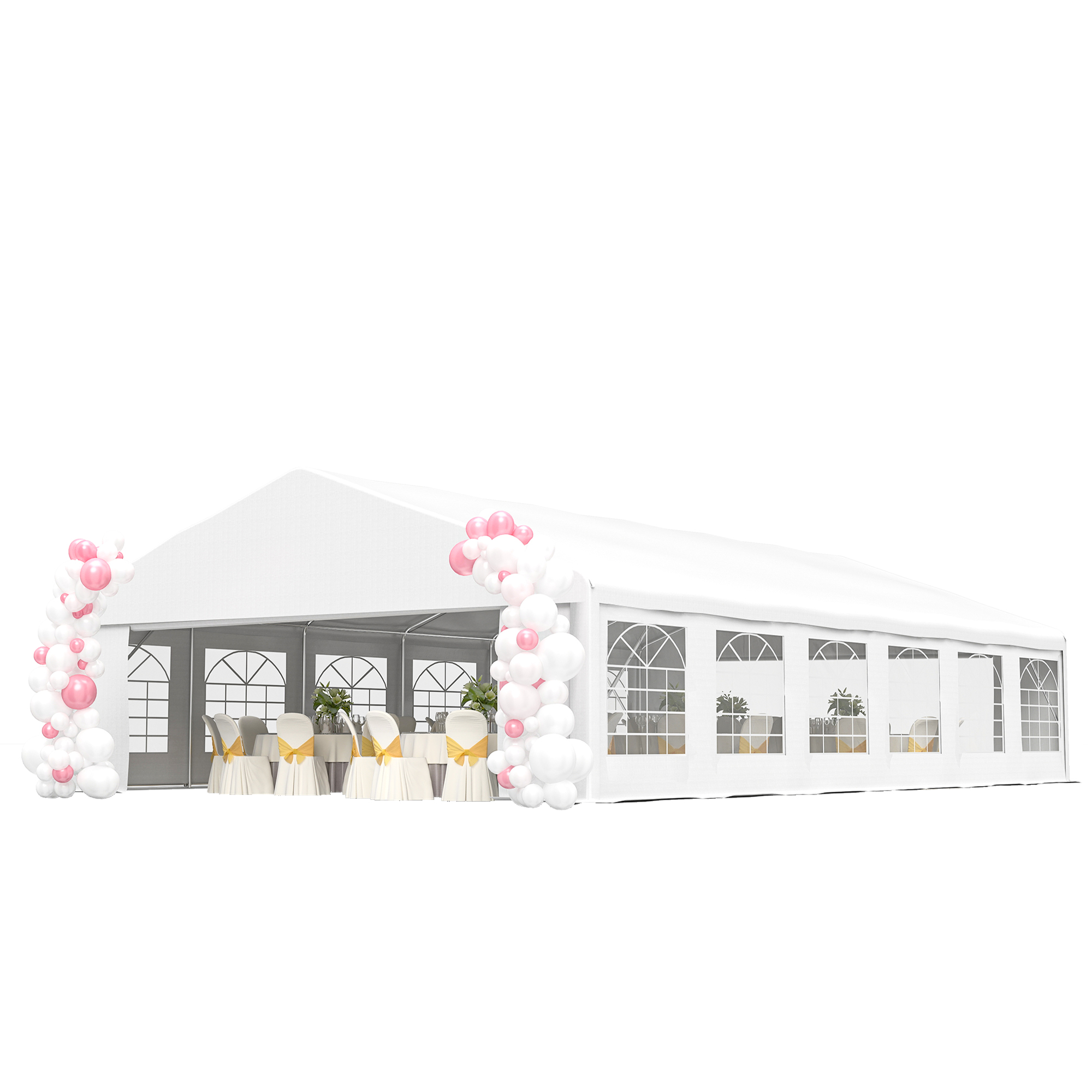 23' x 39' Large Outdoor Carport Canopy Party Tent with Removable Protective Sidewalls & Windows, White