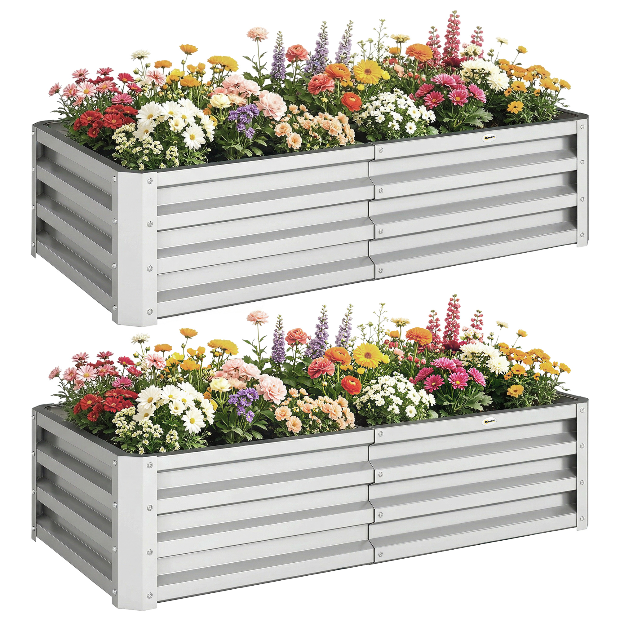 Galvanized Raised Garden Bed, 4' x 2' x 1' Metal Planter Box, for Growing Vegetables, Flowers, Herbs, Succulents, Silver