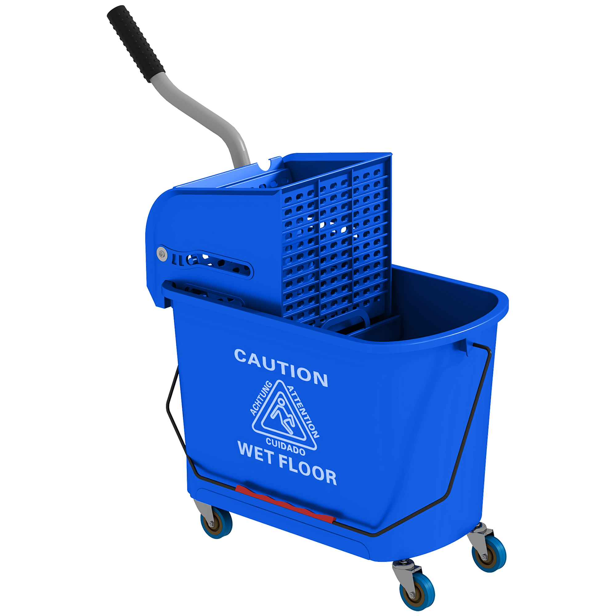 Compact Mop Bucket with Wringer, Mop Bucket on Wheels for Floor Cleaning, 21 Quart, Separate Dirty and Clean Water, Blue