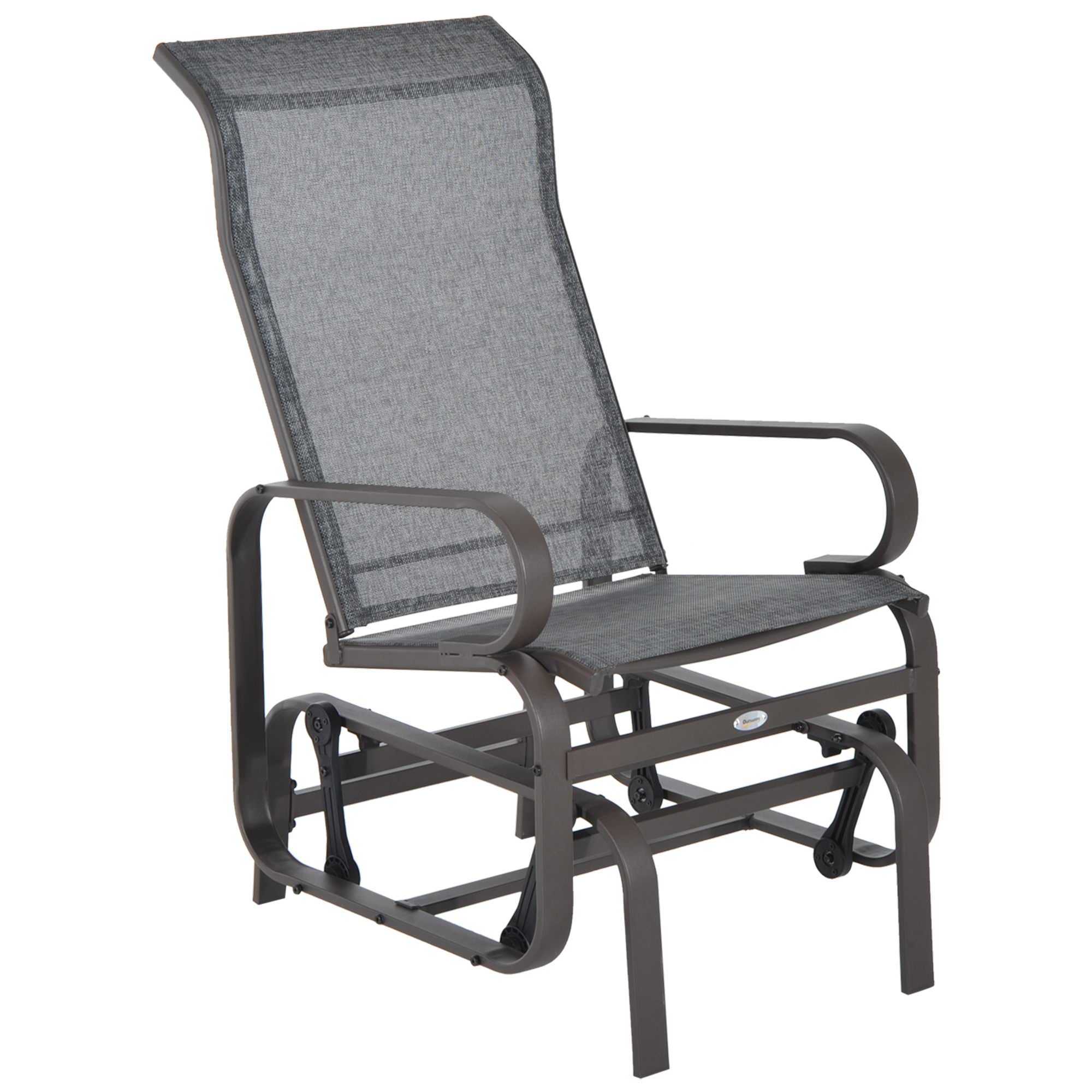 Gliding Lounger Chair, Single Rocker with Lightweight Metal & Mesh Construction, Gray