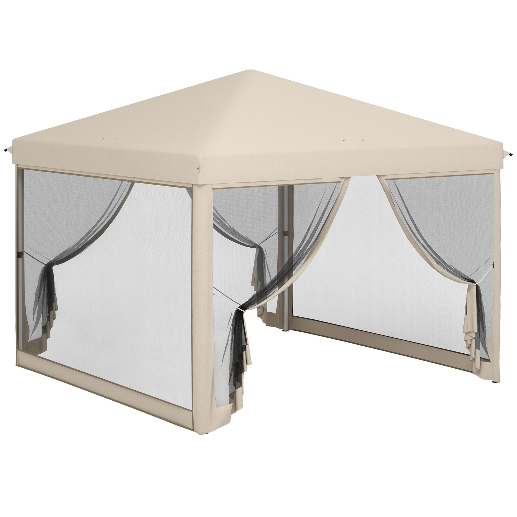 10' x 10' Pop Up Canopy Tent with Mesh Sidewalls, Height Adjustable, Transport Carrying Bag for Backyard Garden Patio