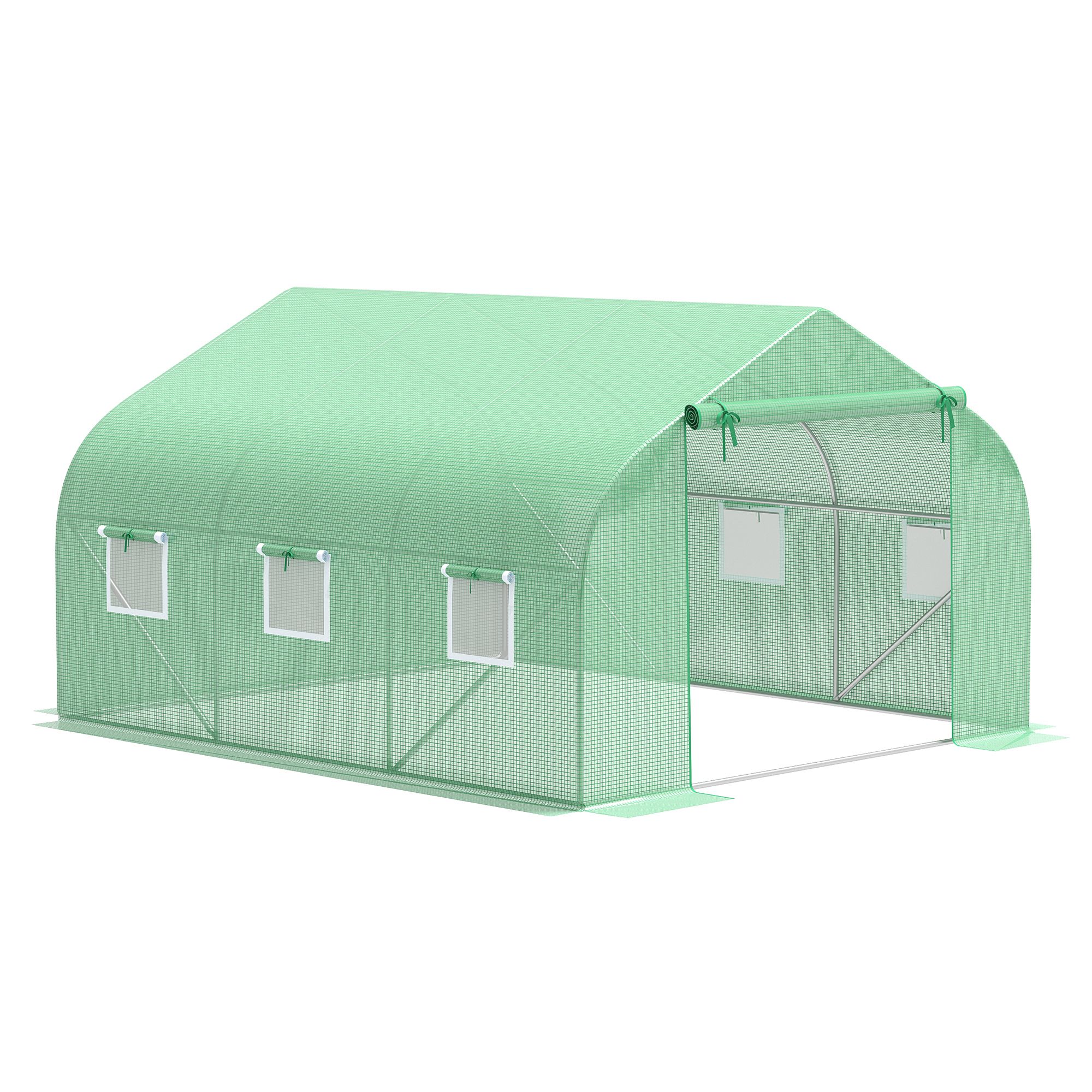 11.5' x 10' x 6.5' Outdoor Portable Walk-In Tunnel Greenhouse with Windows, Green