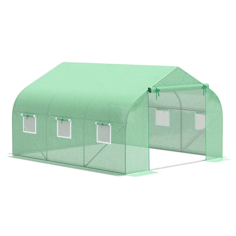 11.5' x 10' x 6.5' Outdoor Portable Walk-In Tunnel Greenhouse with Windows, Green