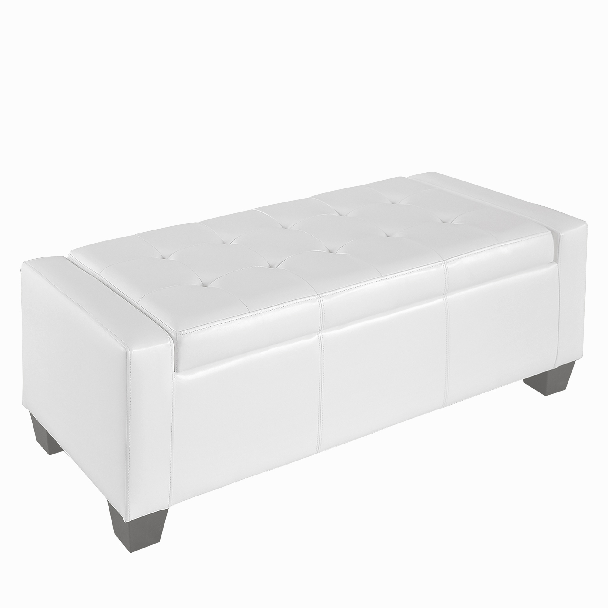50.5" Faux Leather Rectangular Tufted Storage Ottoman for Living Room, Entryway, or Bedroom, White