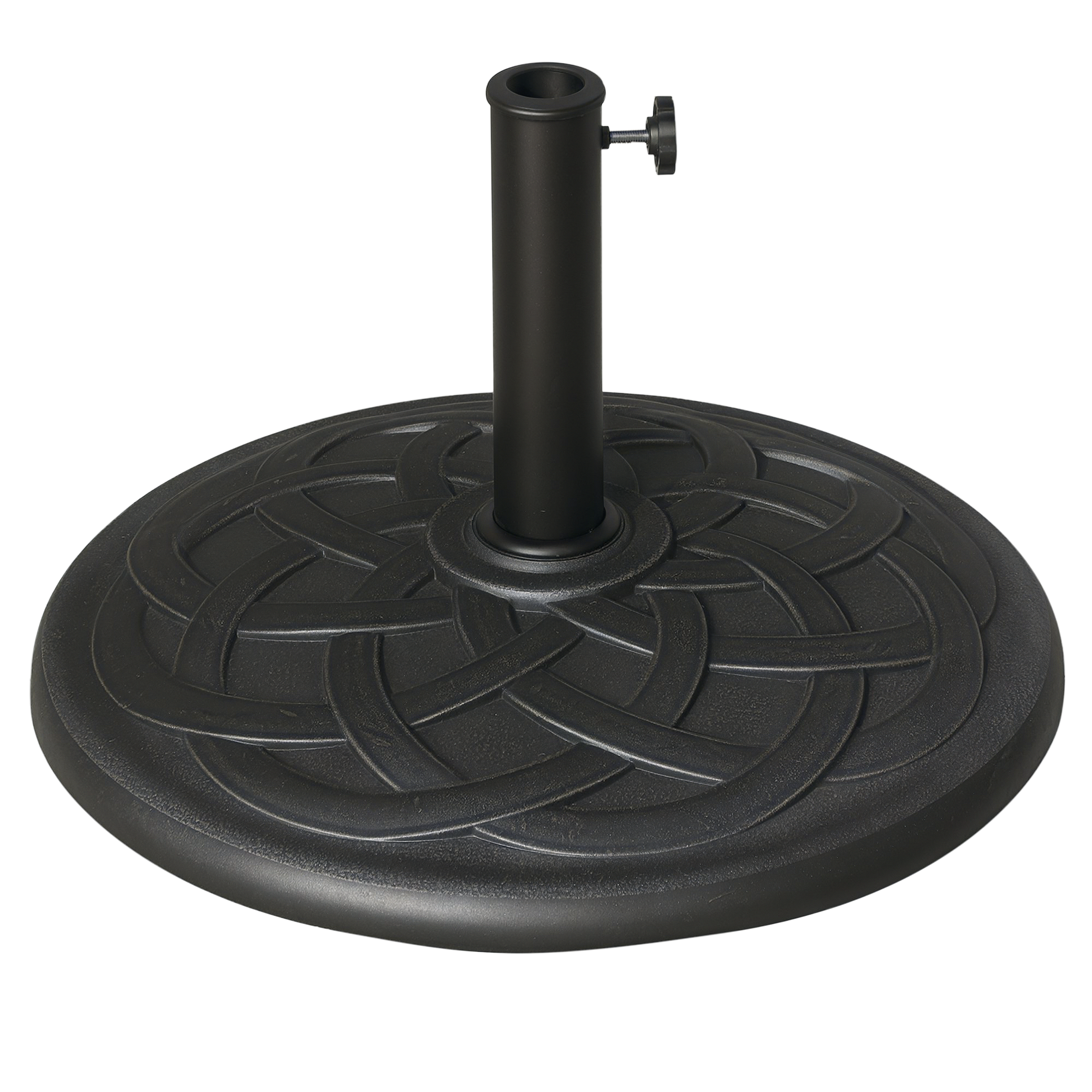 22" 42 lbs Round Resin Umbrella Base Stand Market Parasol Holder with Beautiful Decorative Pattern & Easy Setup, for Φ1.5", Φ1.89" Pole, for Lawn, Deck, Backyard, Garden, Bronze
