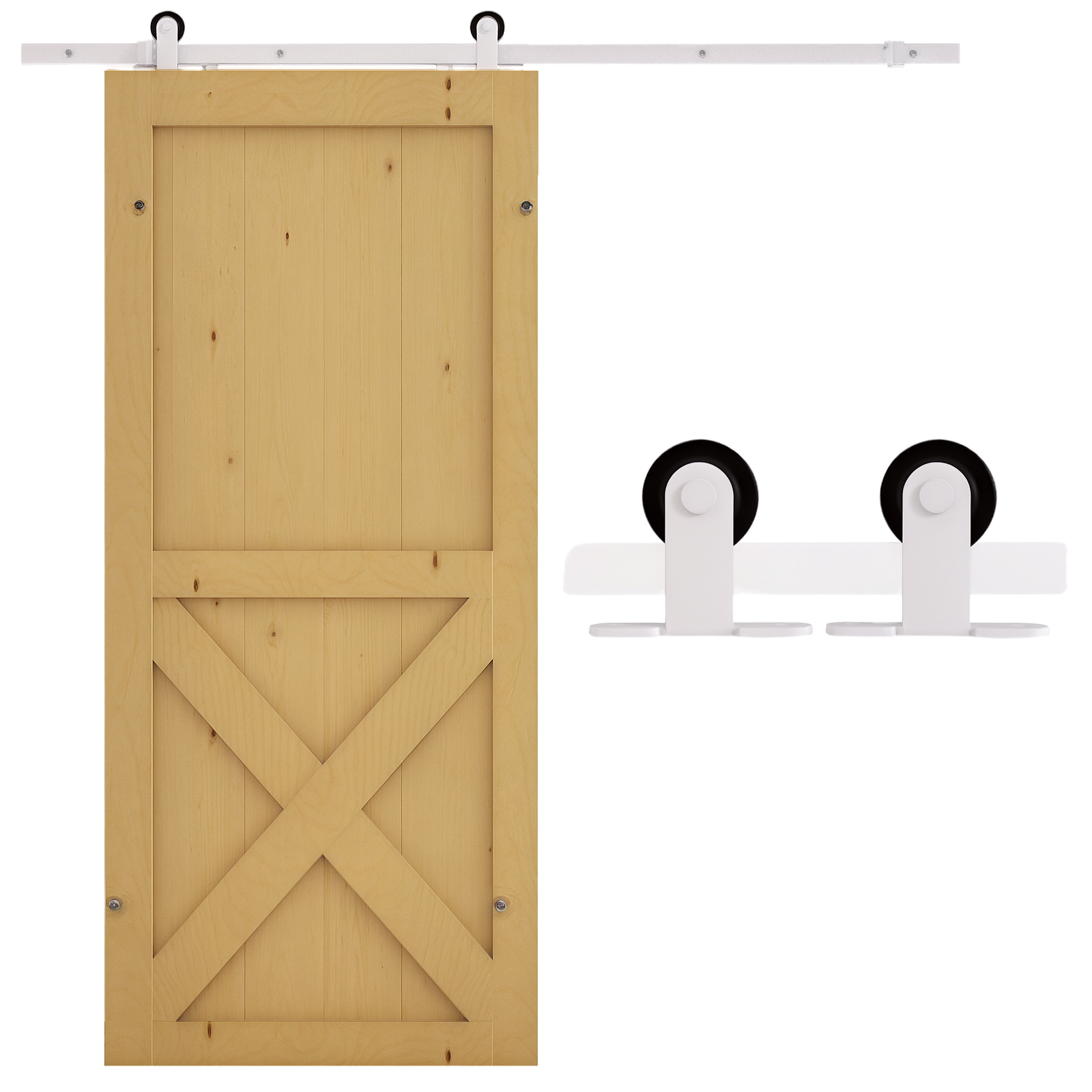 6' Rustic Interior Sliding Barn Door Mounting Hardware Kit - White