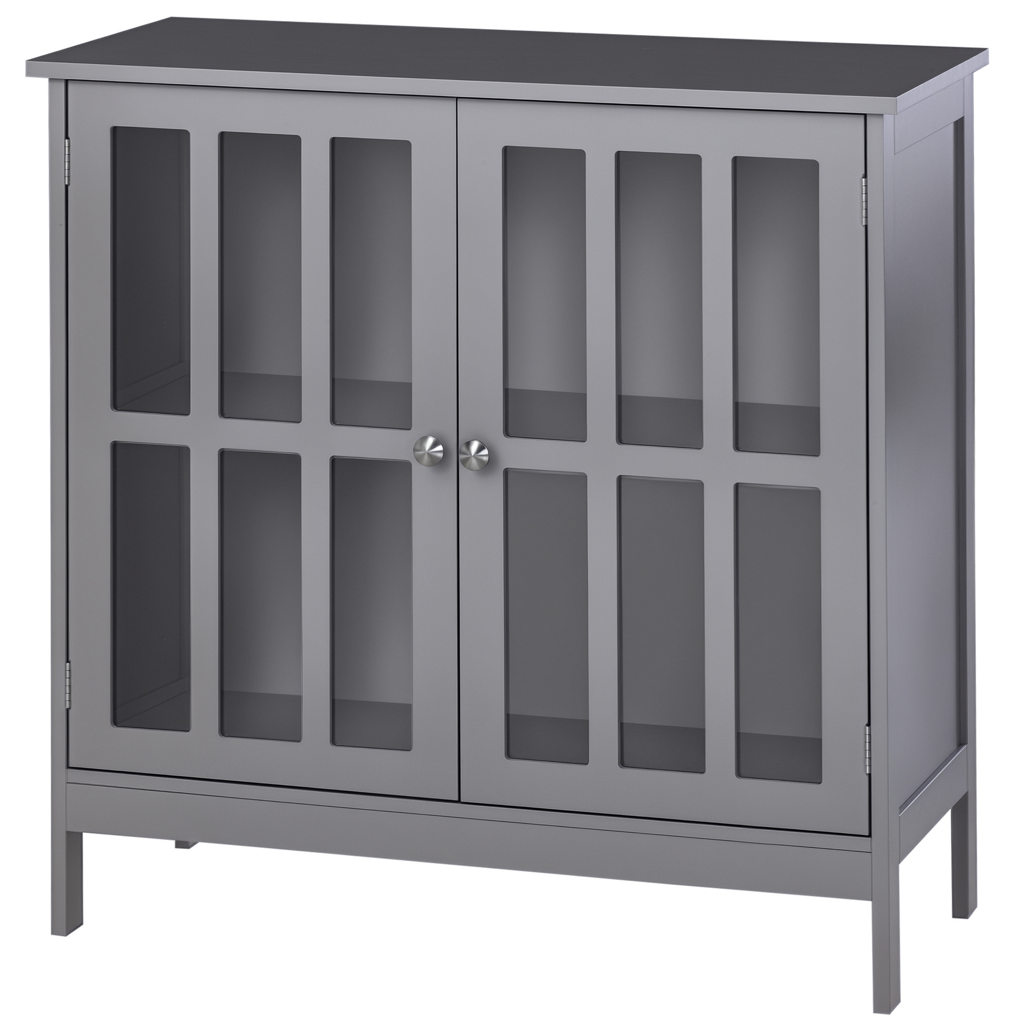 Contemporary Storage Cabinet, Cupboard Buffet Credenza with 2 Doors for Kitchen, Hallway, Living Room, Gray