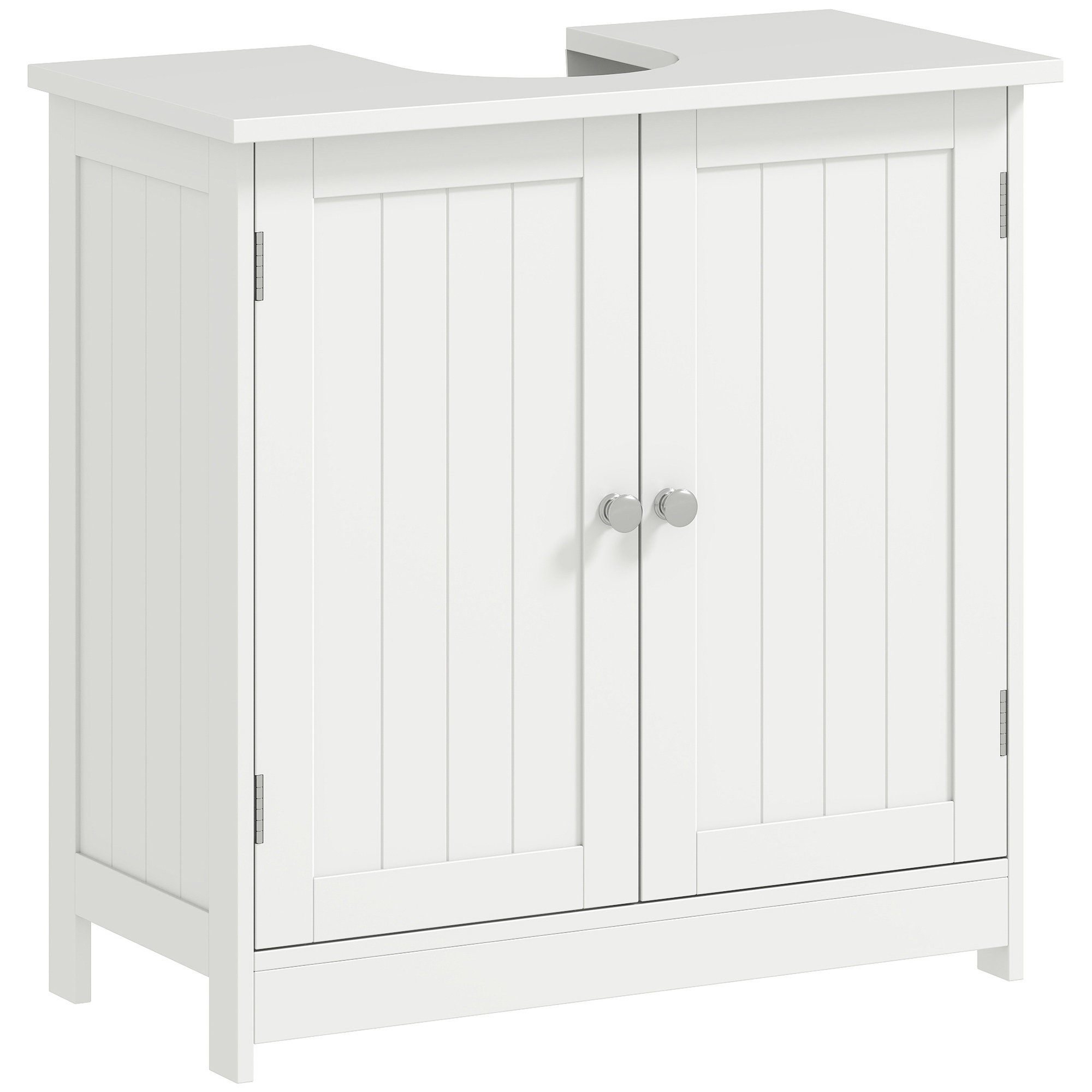 24" Under Sink Storage Cabinet with 2 Doors and Shelves, Pedestal Sink Bathroom Vanity Furniture, White