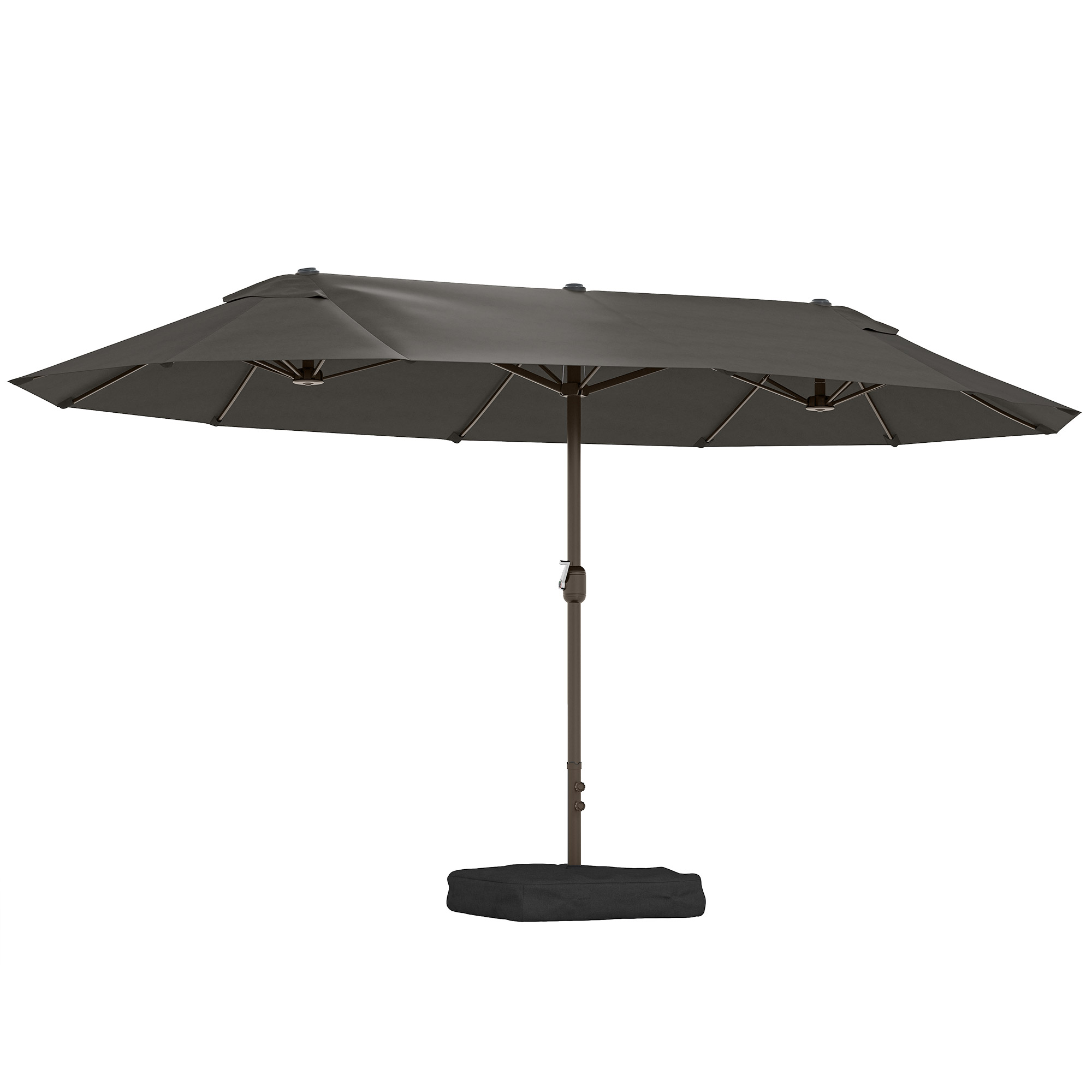 Patio Umbrella 15' Steel Rectangular Outdoor Double Sided Market with base, Sun Protection & Easy Crank for Deck Pool Patio Dark Gray