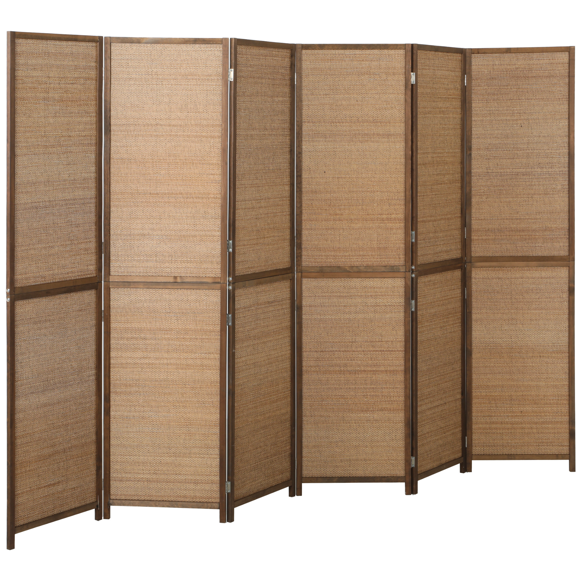 Room Divider, 6 Panel Folding Privacy Screen, 6 FT Tall Hand-Woven Bamboo Wall Partition, Brown