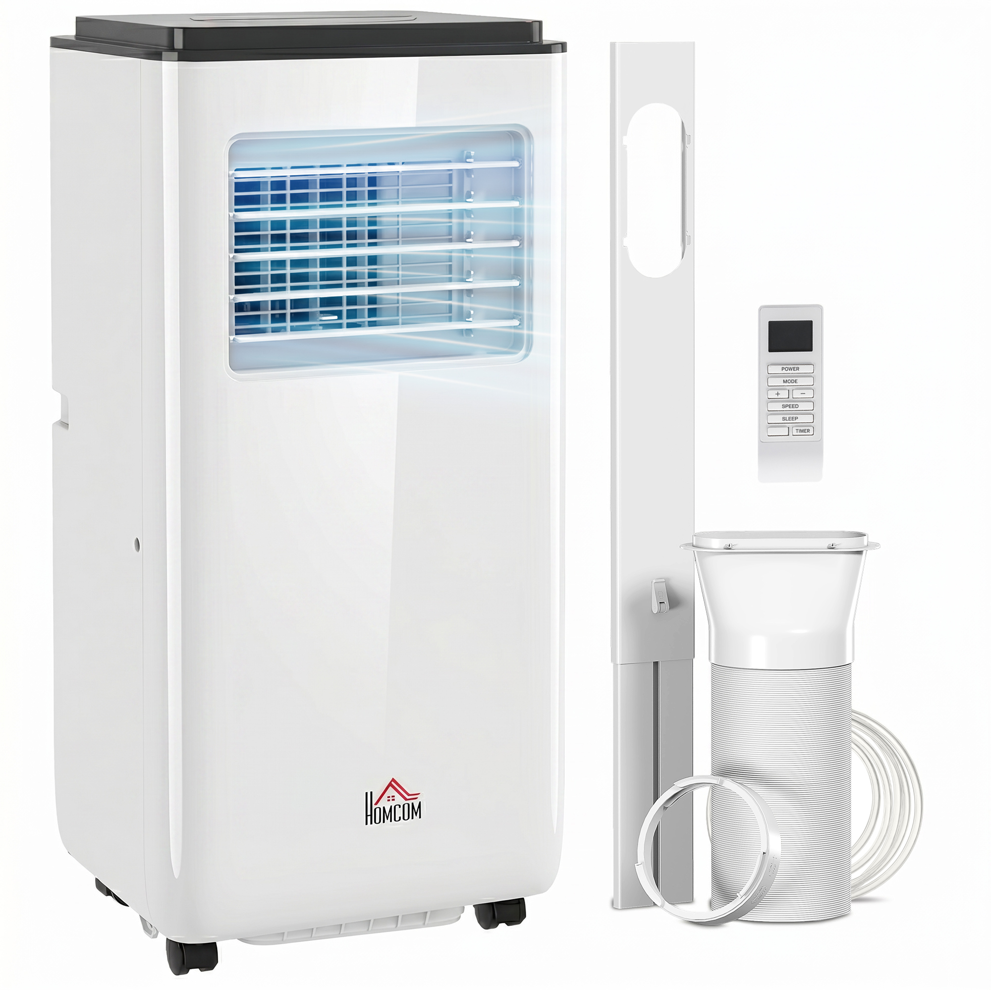 10,000 BTU Moible Air Conditioner 440 Sq. Ft., Dehumidifier Fan Auto Sleep with 24H Timer On/Off, Window Kit, White