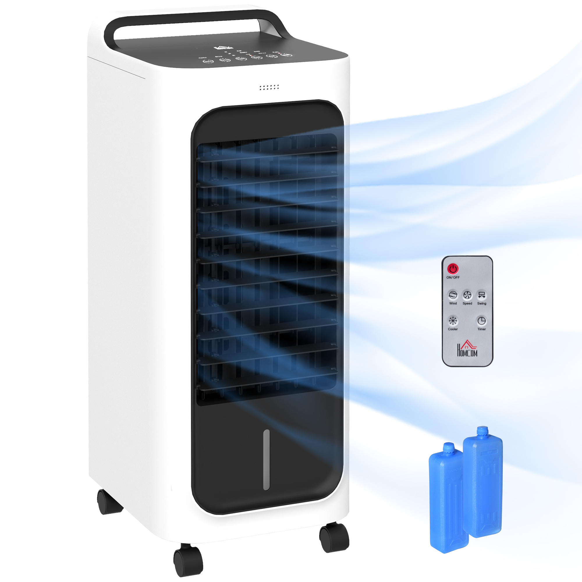 Room Air Cooler with Ice Packs, Ice Cooling Fan Water Humidifier Unit with Remote, Timer, Oscillating