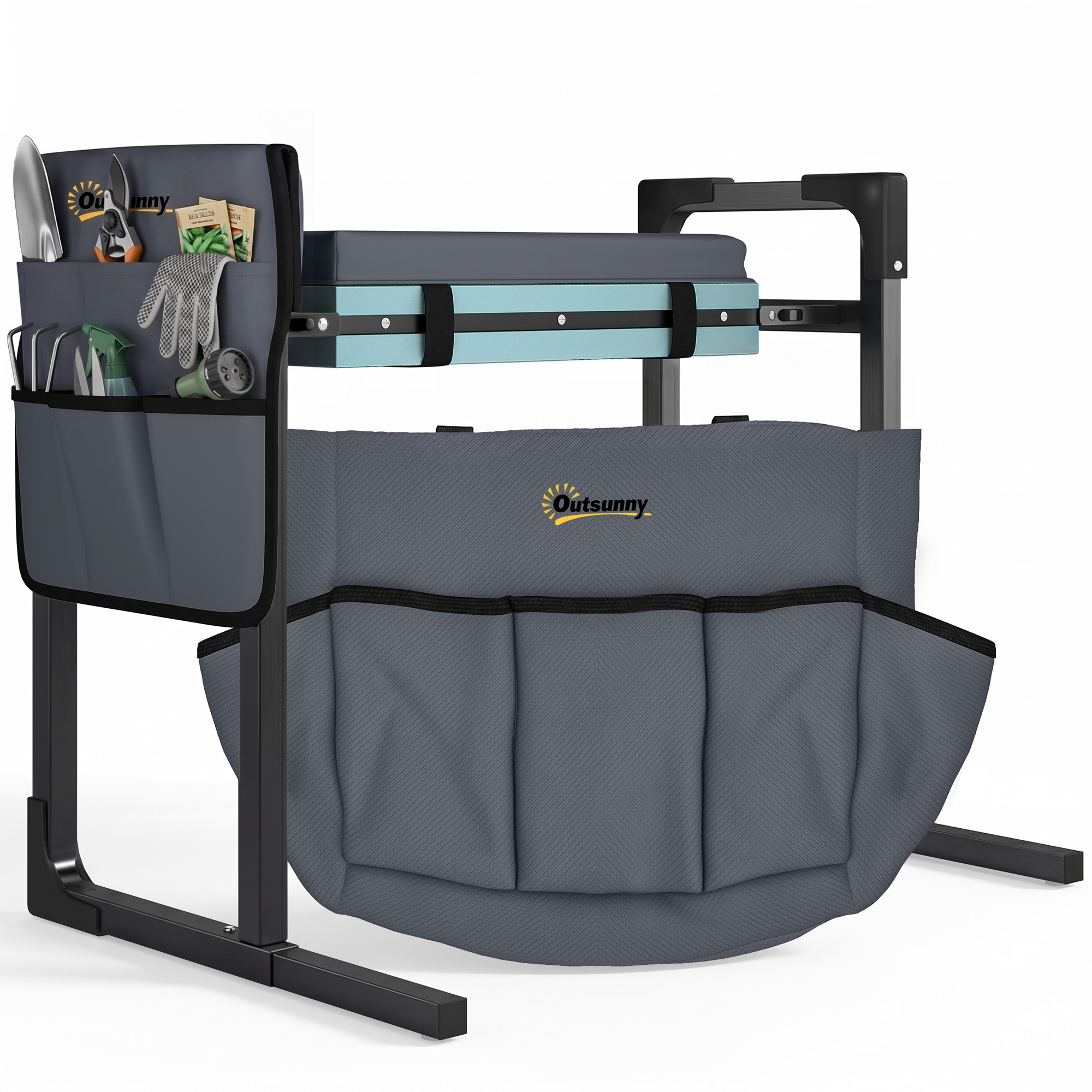 Garden Kneeler and Seat, Heavy Duty Foldable Gardening Stool with Thicker Soft Kneeling Pad, Extendable Steel Leg