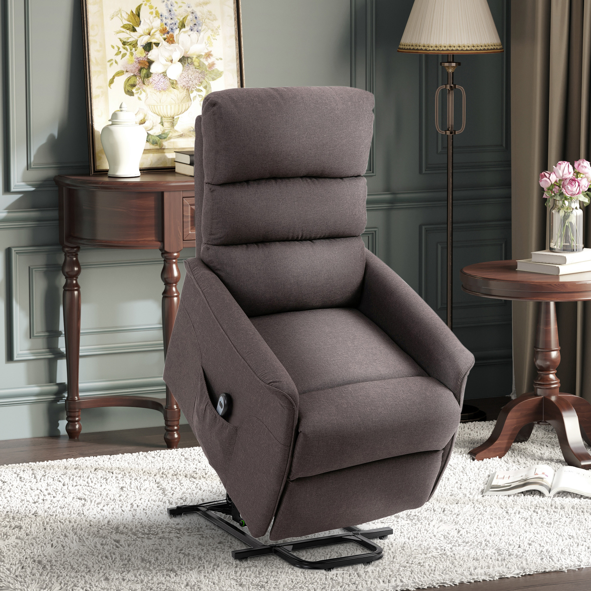 Power Lift Chair for Seniors, Electric Lift Recliner Chair with Remote Control, Side Pockets for Living Room, Brown