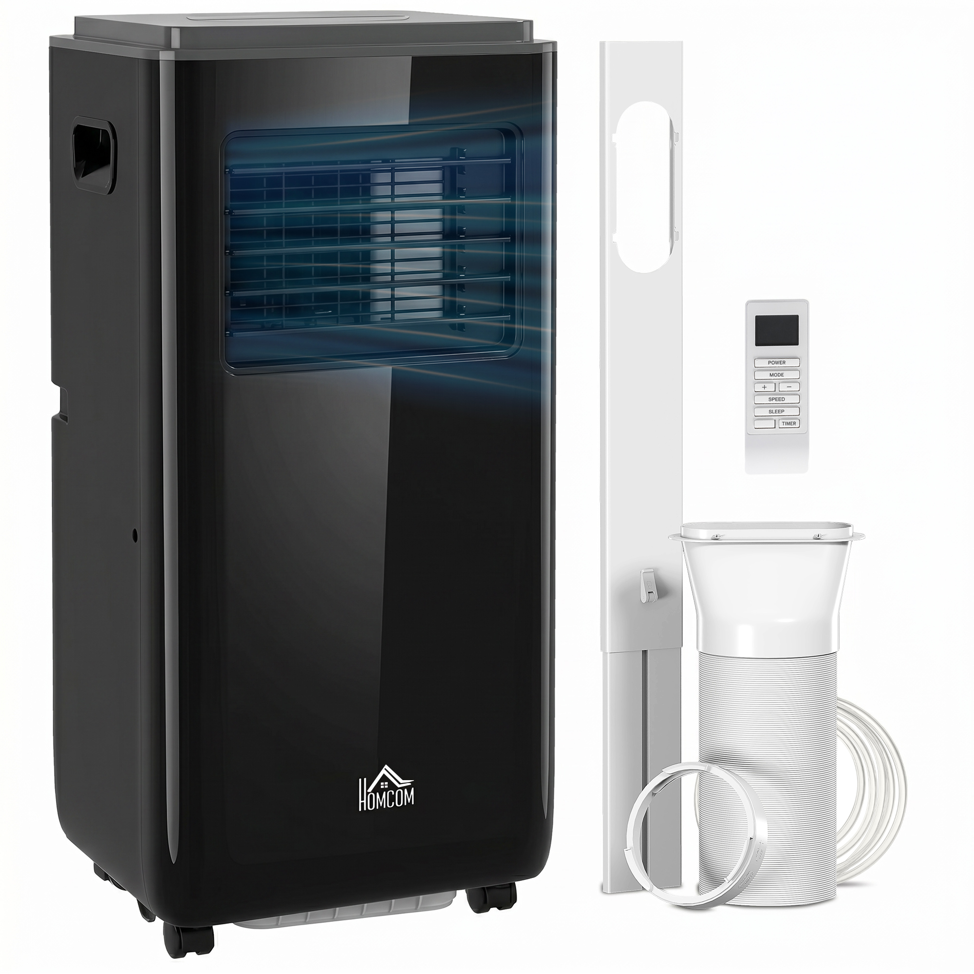 10,000 BTU Moible Air Conditioner 440 Sq. Ft., Dehumidifier Fan Auto Sleep with 24H Timer On/Off, Window Kit, Black