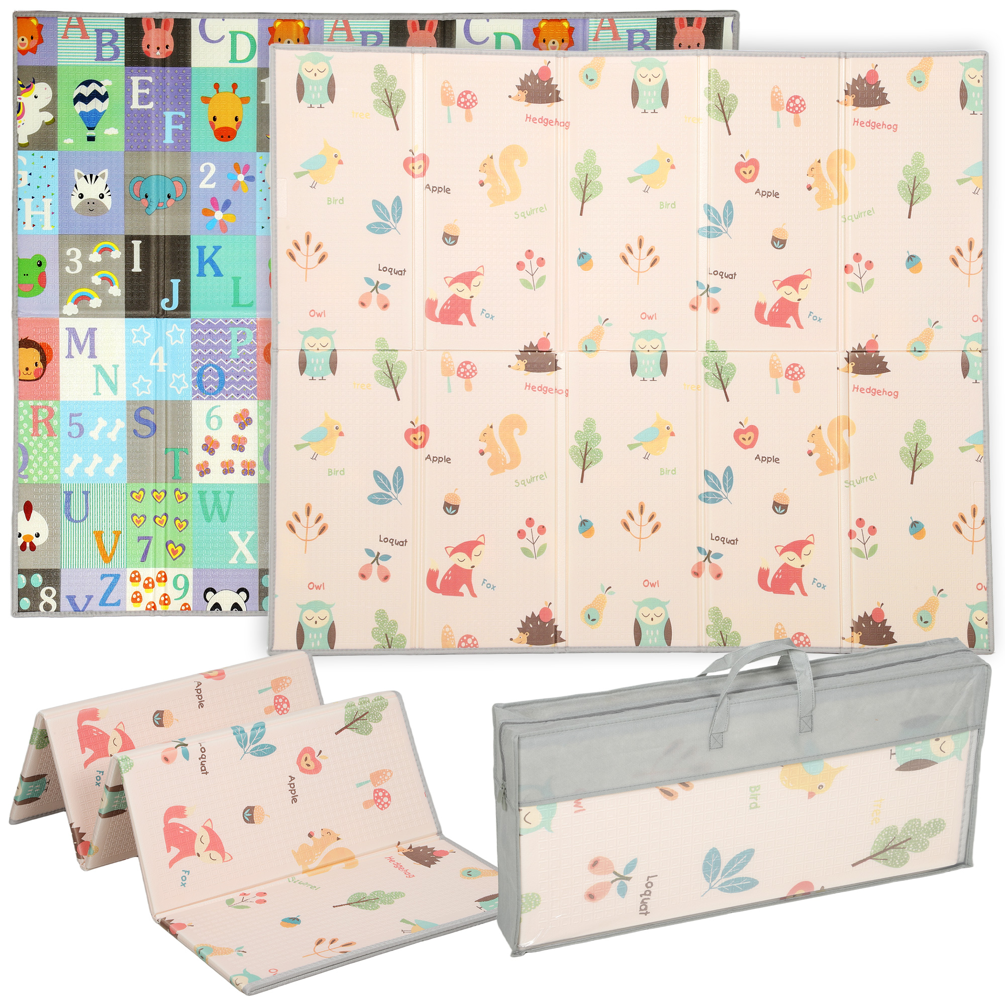 Baby Play Mat Double-Sided, Foldable Activity Playmat, Waterproof Reversible Playmat for Toddlers, 71" x 59"
