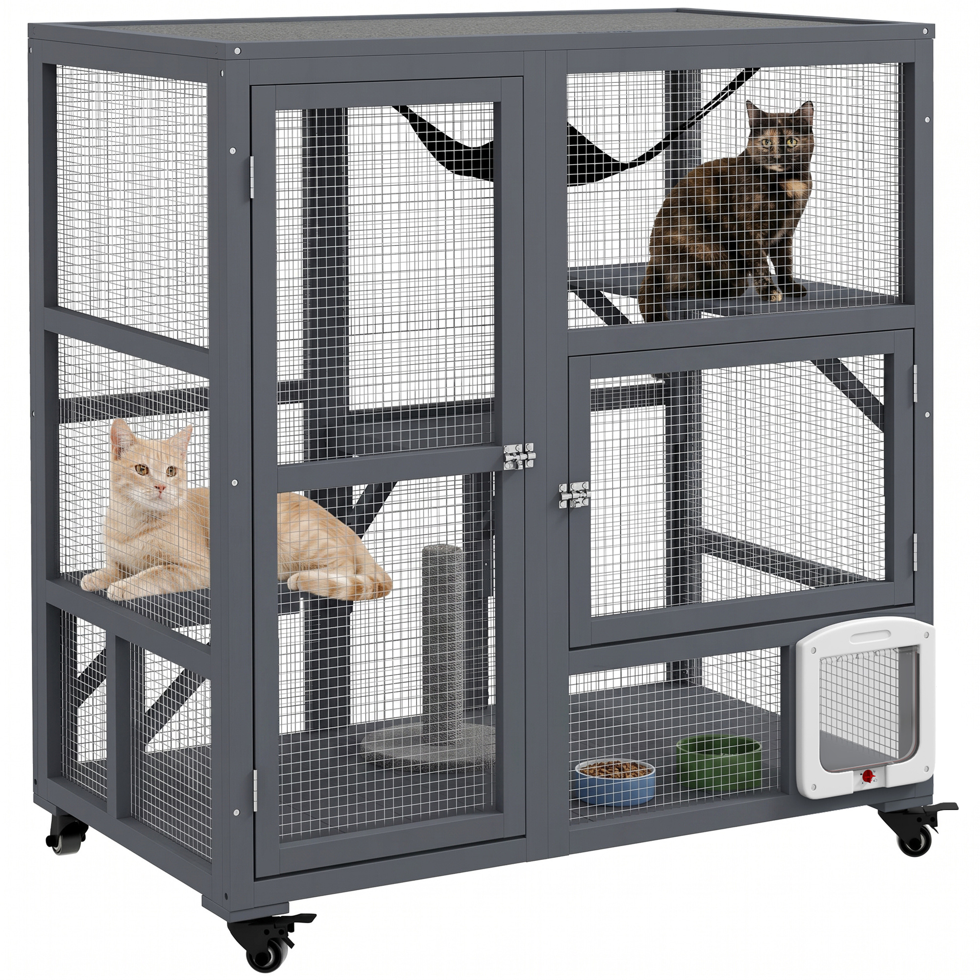 Cat House, Indoor Cat Enclosure on Wheels with Openable Top, 39"