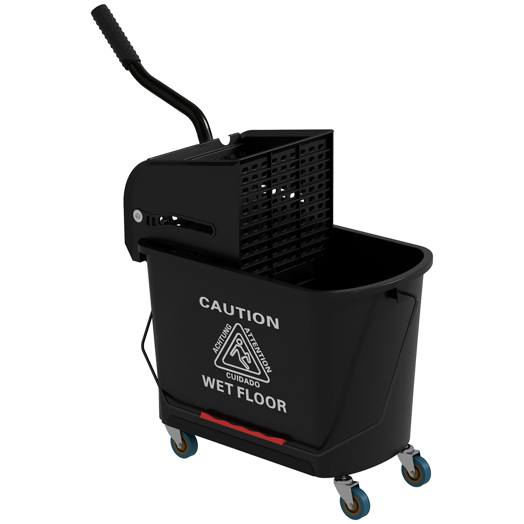 Compact Mop Bucket with Wringer, Mop Bucket on Wheels, 21 Quart, Separate Dirty and Clean Water, Black