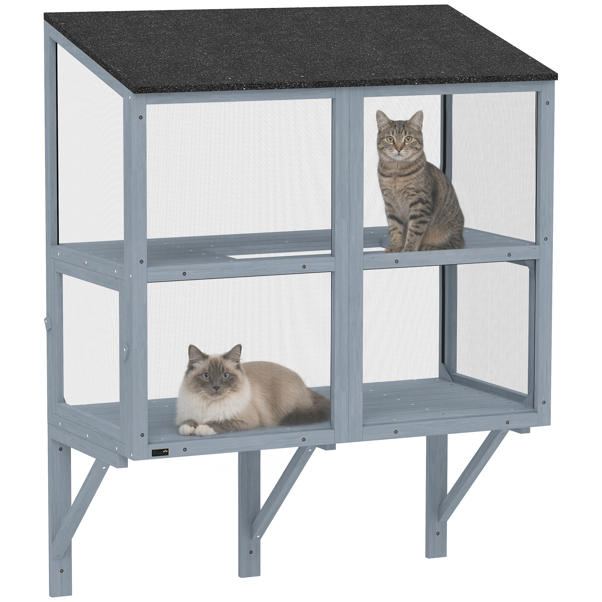 Catio Outdoor Cat Enclosure Outdoor Window Box Cat House with Waterproof Roof 39.4"L Gray