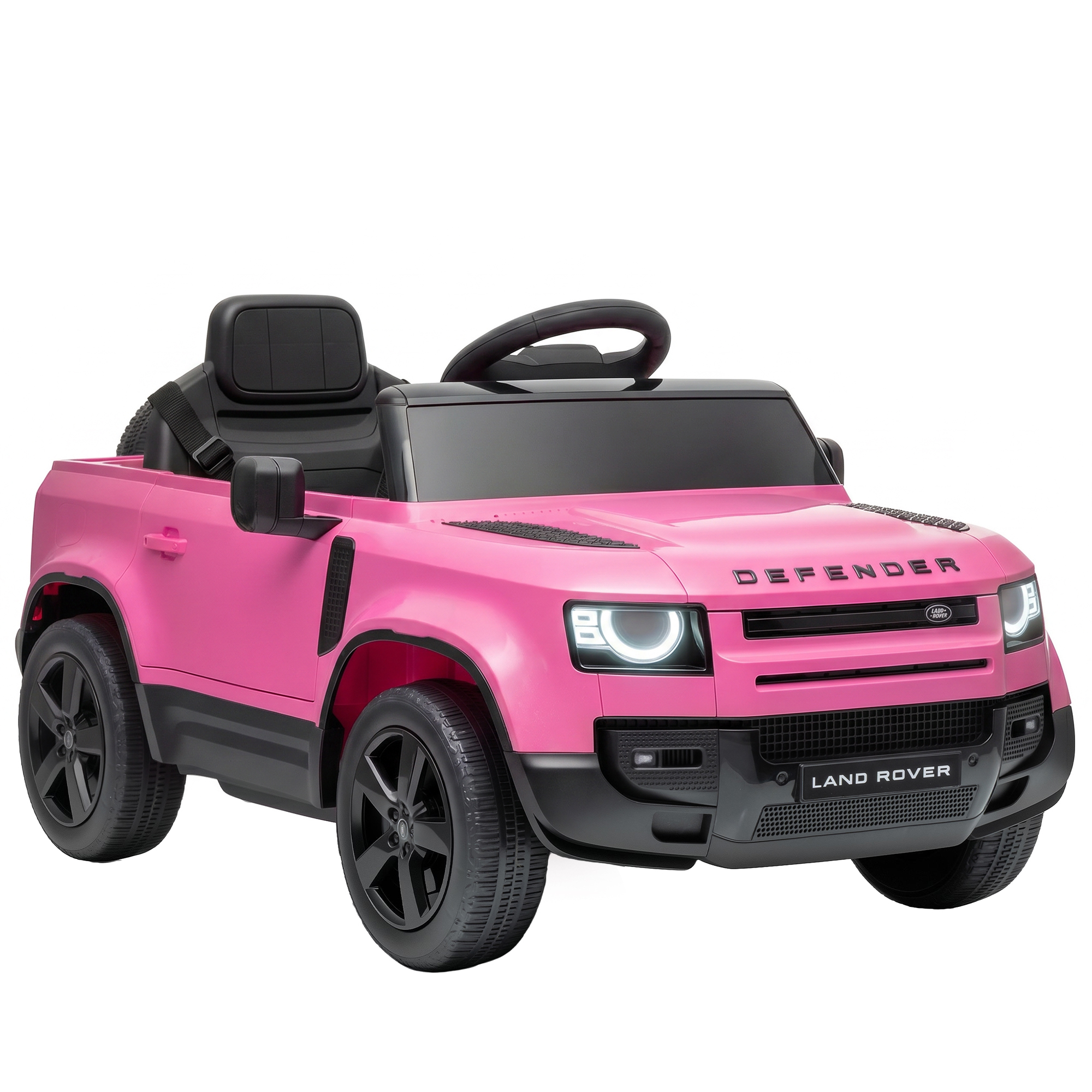 12V Ride on Car Licensed Land Rover with Remote, Suspension, Slow Start, 3 Speeds, Lights, Music, Horn for 3-5, Pink
