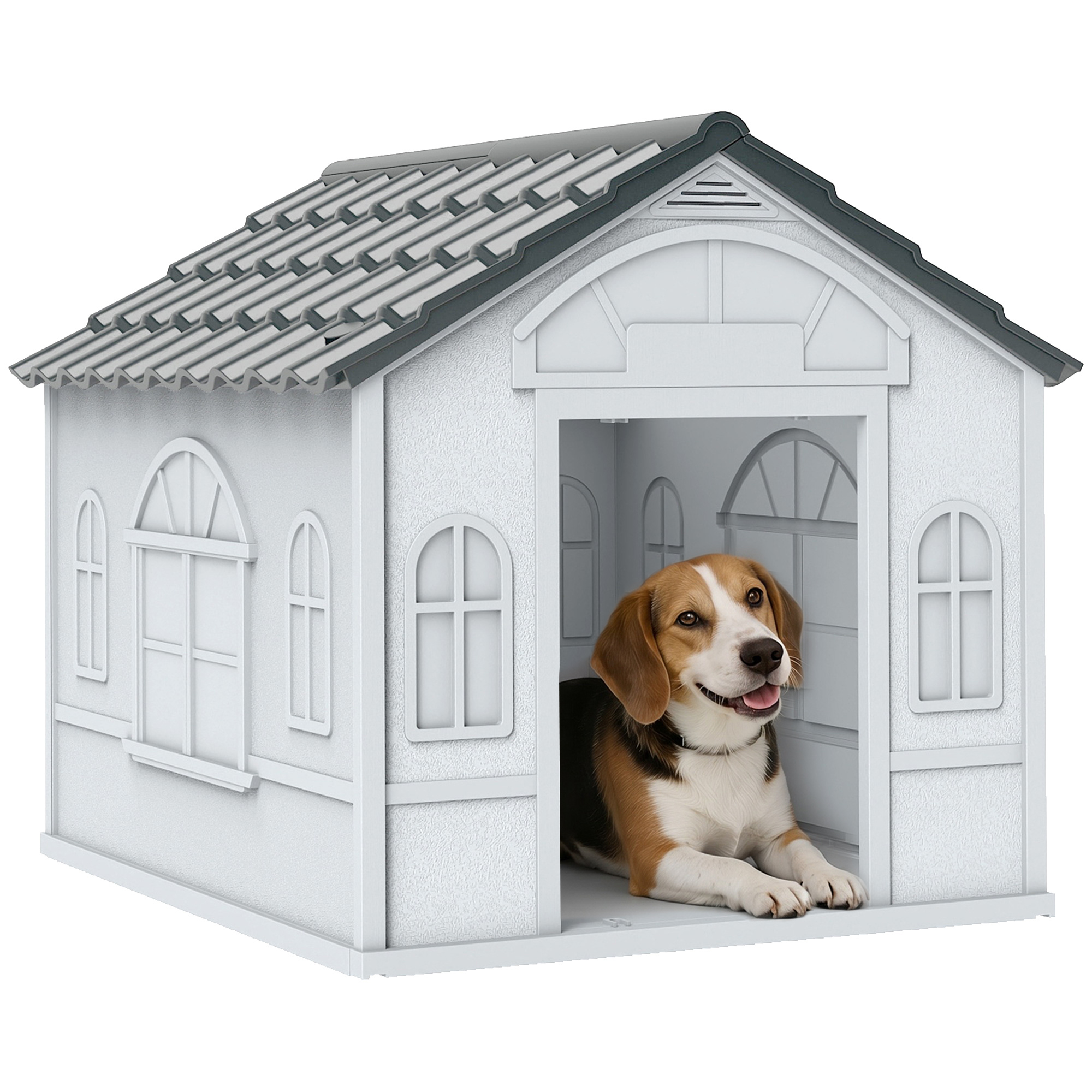 Pet House Water Resistant Puppy Shelter with Door for Indoor Outdoor, Easy to Assemble, for Small/Medium Dogs, Gray