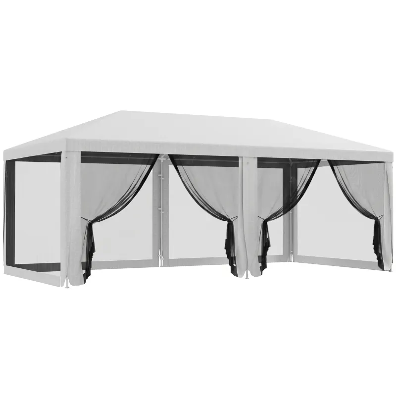 10' x 20' Party Tent, Outdoor Wedding Canopy & Gazebo with Removable Sidewalls, Shade Shelter for Events, BBQs, White