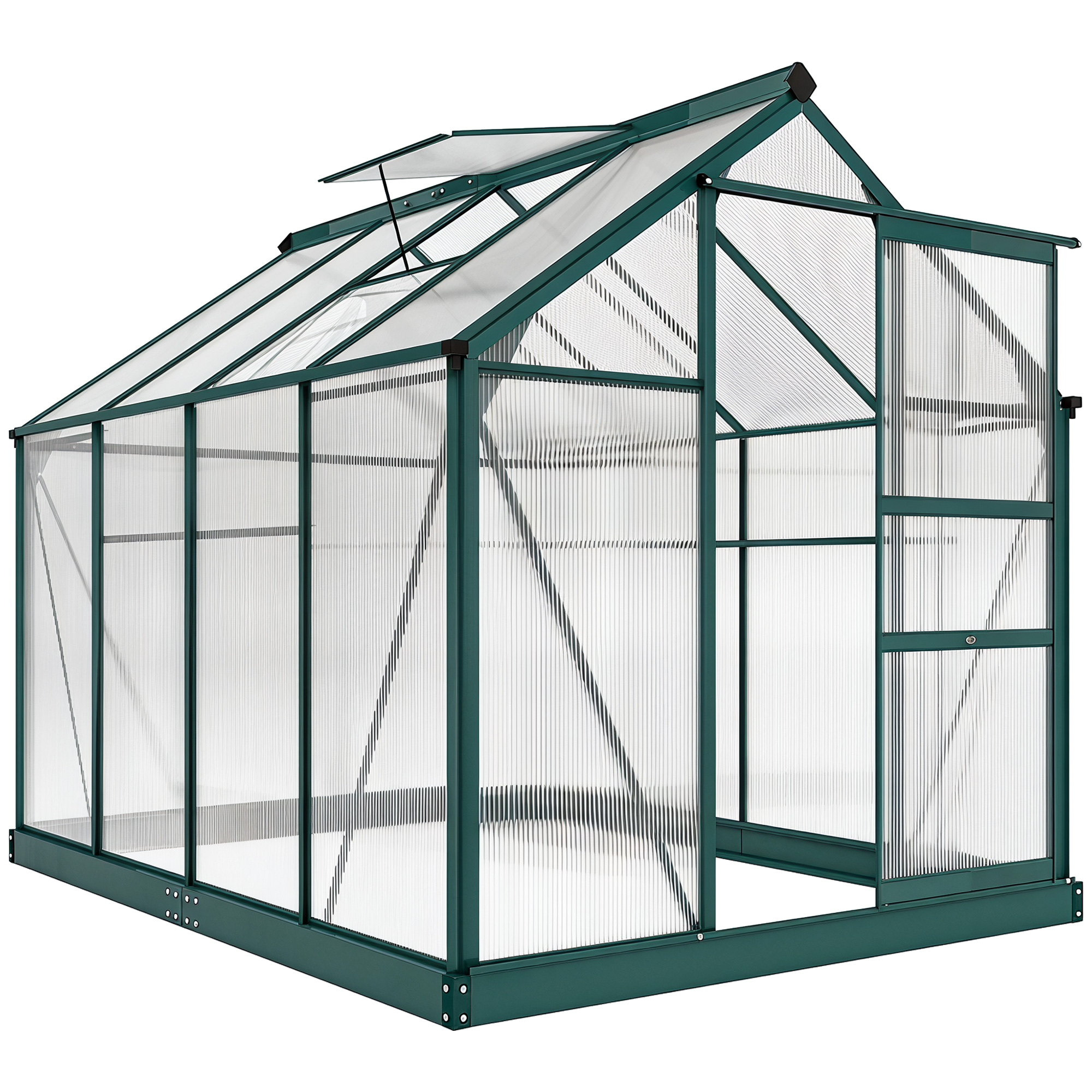 6x8 Greenhouse Polycarbonate Heavy Duty Patio Backyard, Dark Green