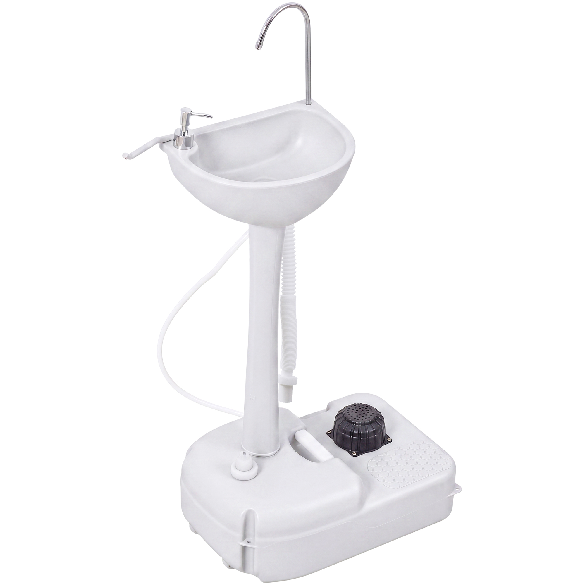 Portable Camping Sink, Portable Sink Hand Wash Station with 4.5 Gallon (17L) Tank, Rolling Wheels, Soap Dispenser, Towel Holder for RV, Outdoor Events, Gatherings, HDPE, White