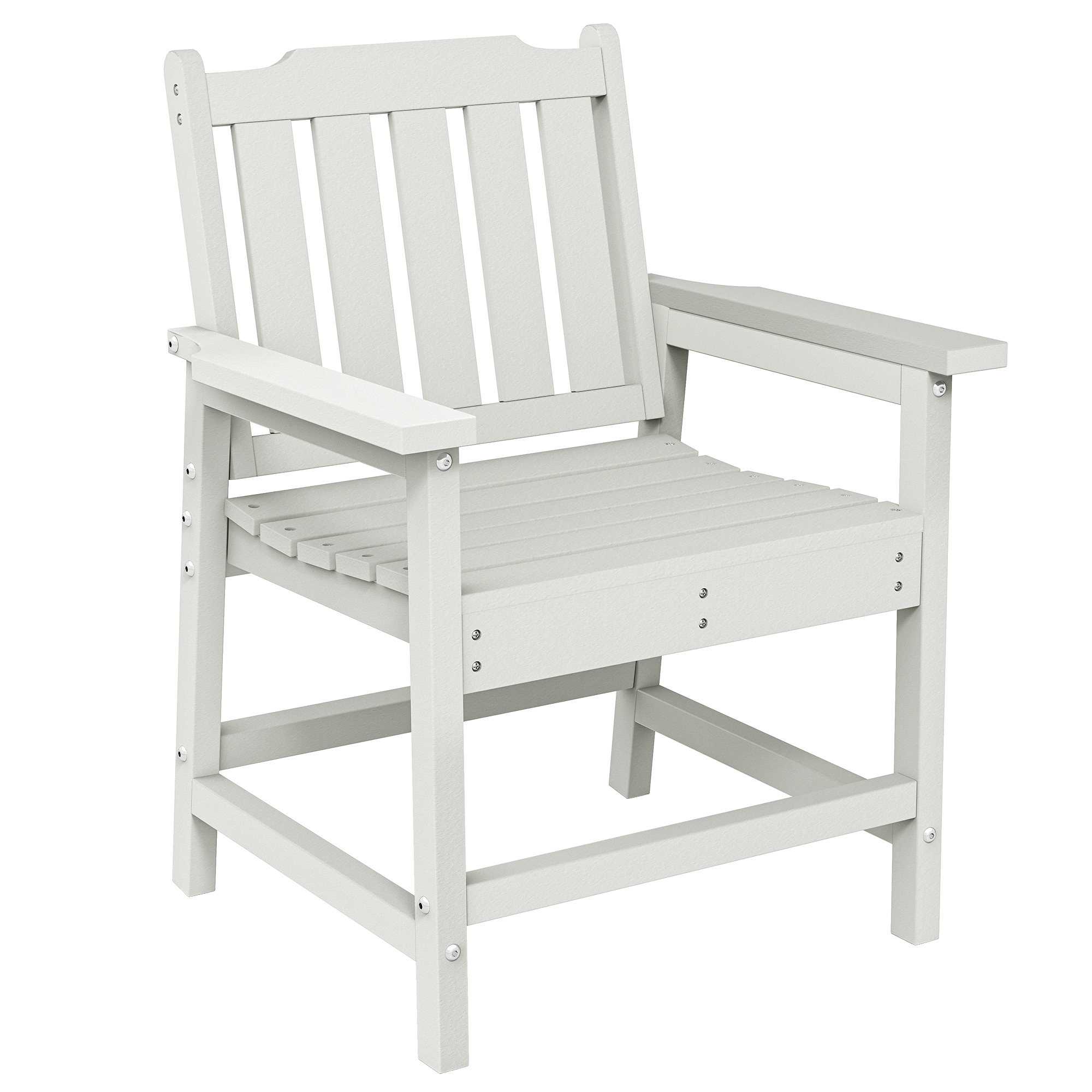 All-Weather Patio Chair, HDPE Patio Dining Chair, Heavy Duty Wood-Like Outdoor Furniture for Garden, Backyard, Deck, Porch, Lawn, White