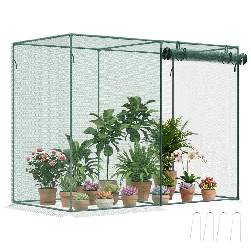 6 x 3ft Crop Cages for Garden, Plant Protectors from Animals, Two Zippered Doors, Storage Bag, 6 Ground Stakes, Green