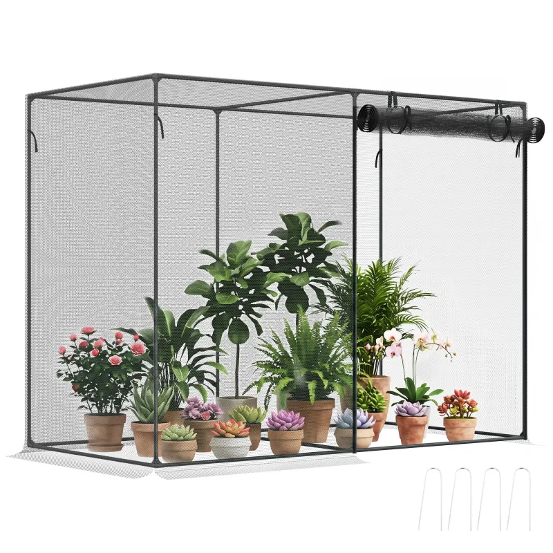6 x 3ft Crop Cages for Garden, Plant Protectors from Animals, Storage Bag and 6 Ground Stakes, Black