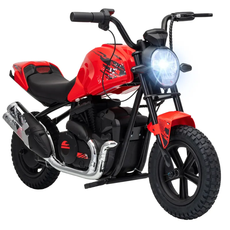 24V Kids Electric Motorcycle with 180W Motor, 12" Rubber Tires, Up to 11MPH, Twist Throttle for Ages 6-12, Red